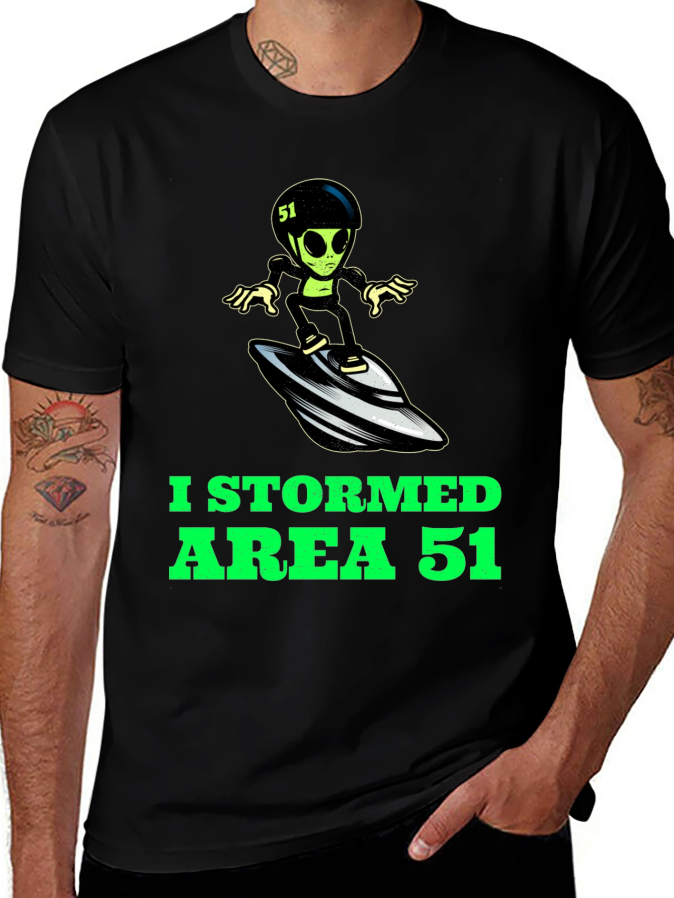 Area 51 Stormed Alien Surfing UFO T-Shirt