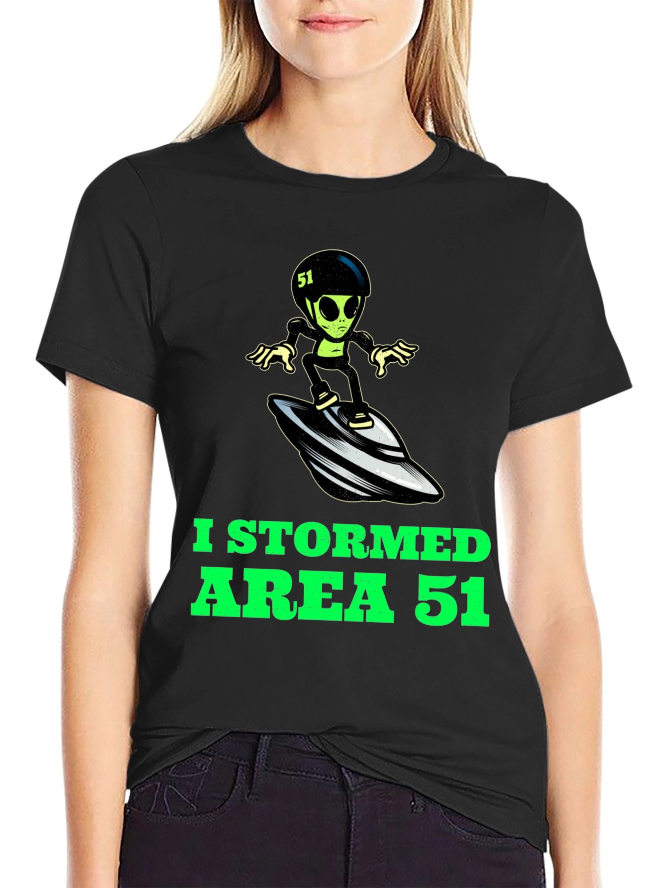 Area 51 Stormed Alien Surfing UFO T-Shirt