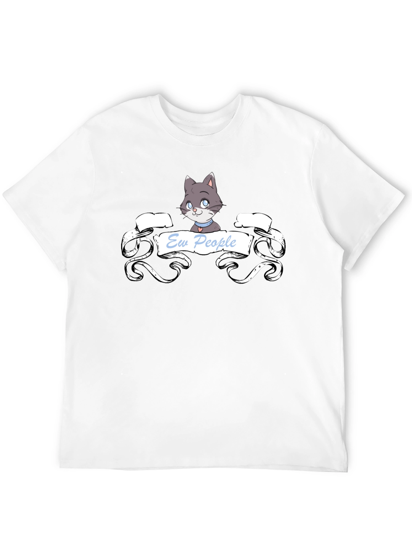 Ew People Cat T-Shirt - Black Cotton Tee