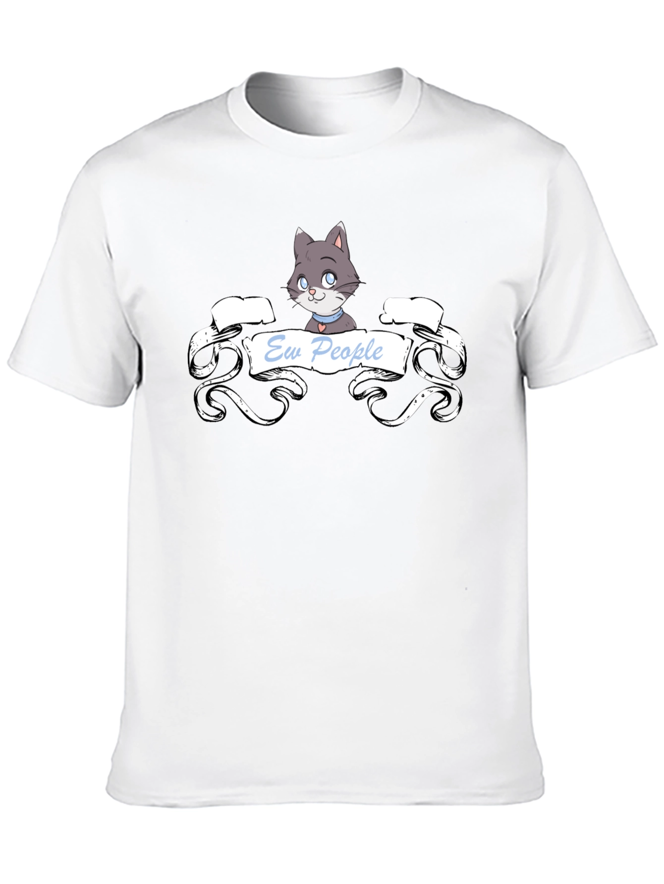 Ew People Cat T-Shirt - Black Cotton Tee