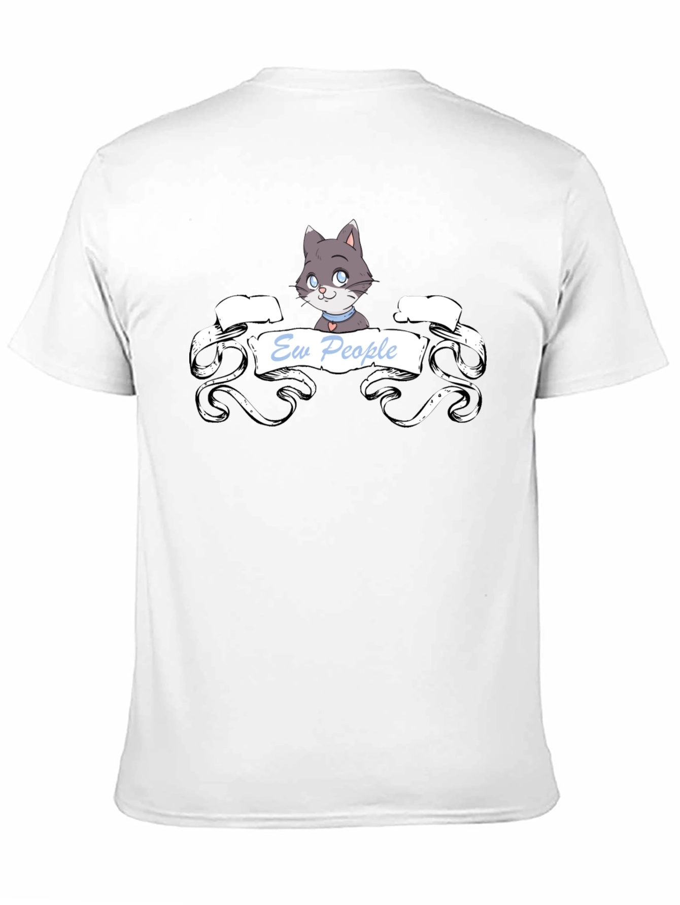 Ew People Cat T-Shirt - Black Cotton Tee