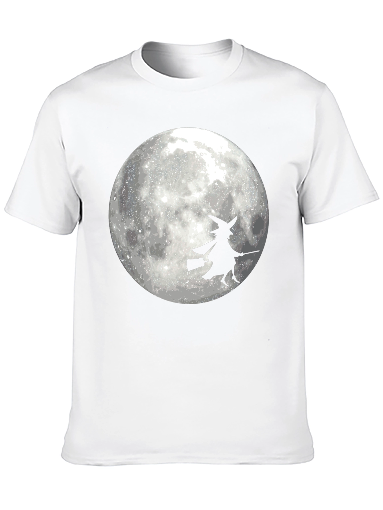 Halloween Witch on Moon Black T-Shirt