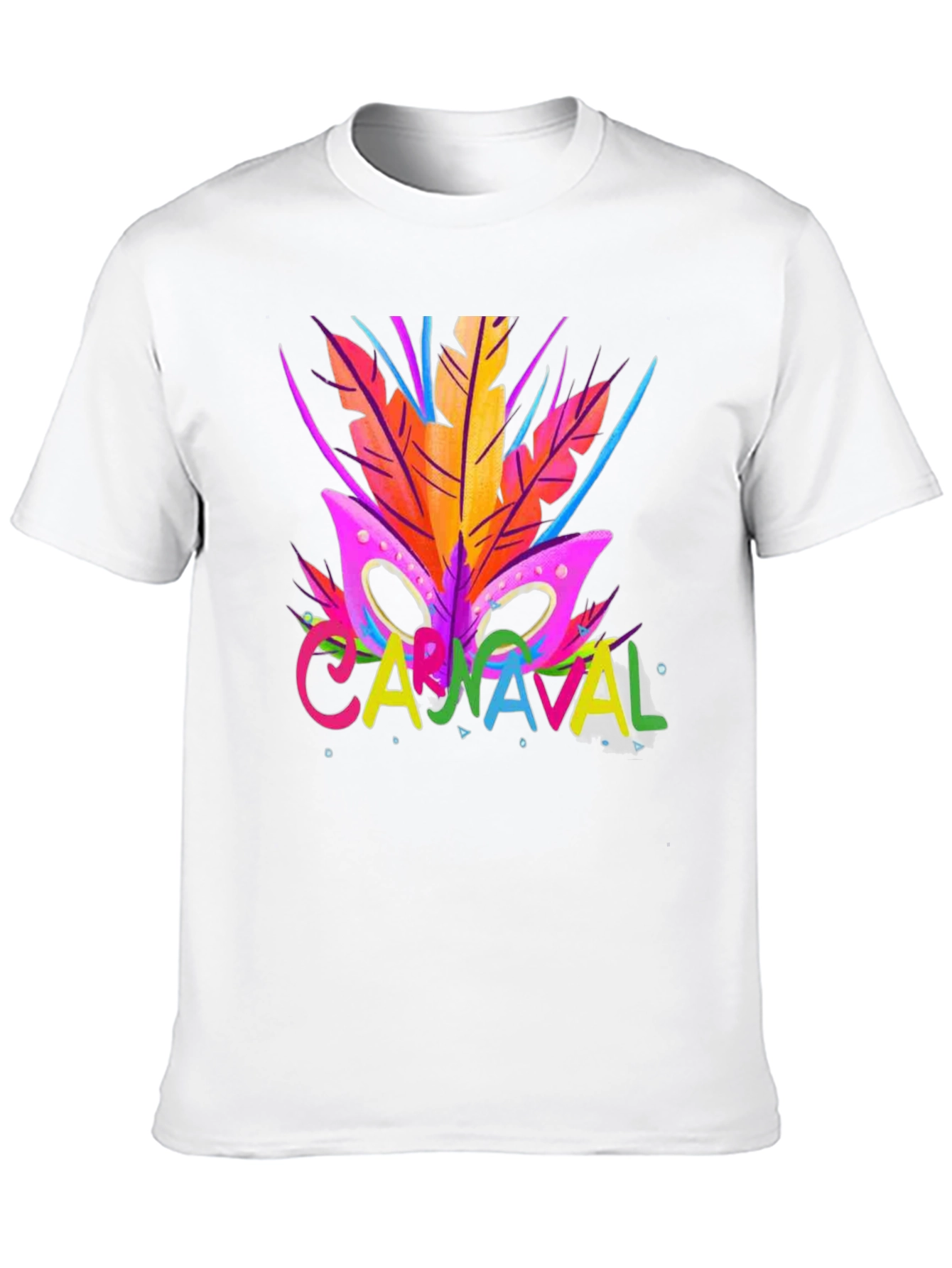 Carnaval T-Shirt - Vibrant Mask & Feathers Design