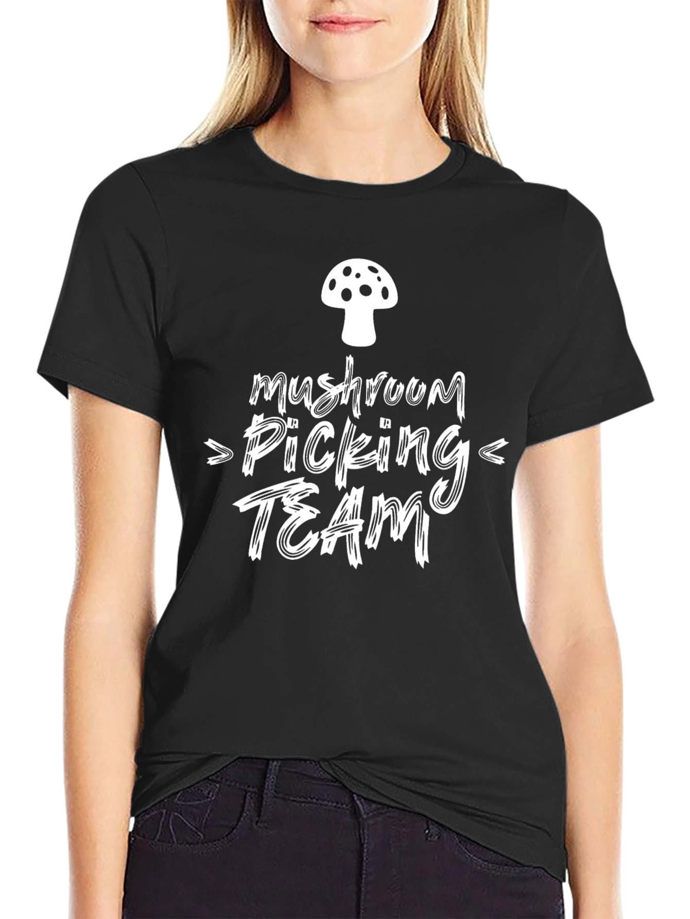Mushroom Picking Team Black T-Shirt