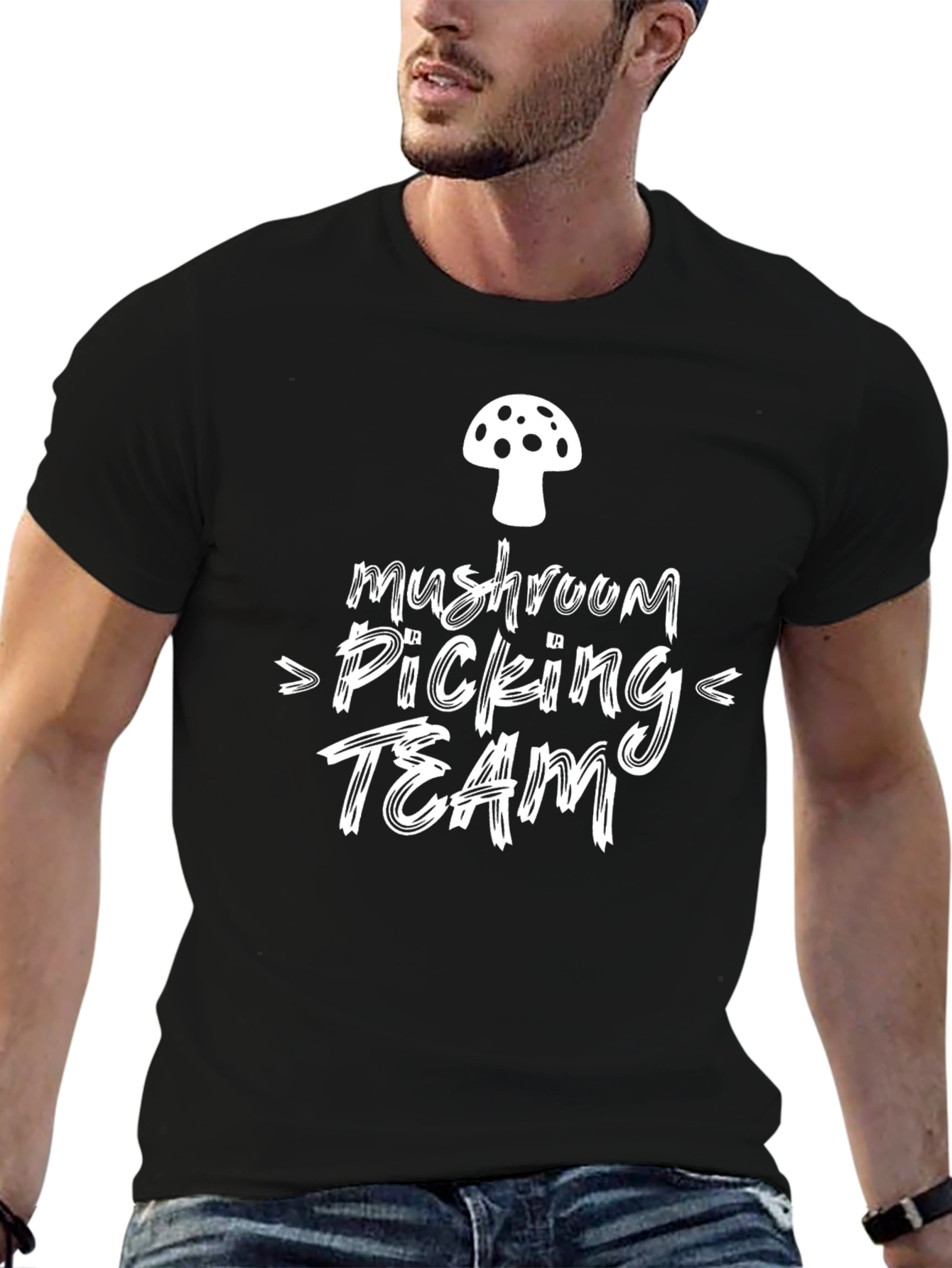 Mushroom Picking Team Black T-Shirt