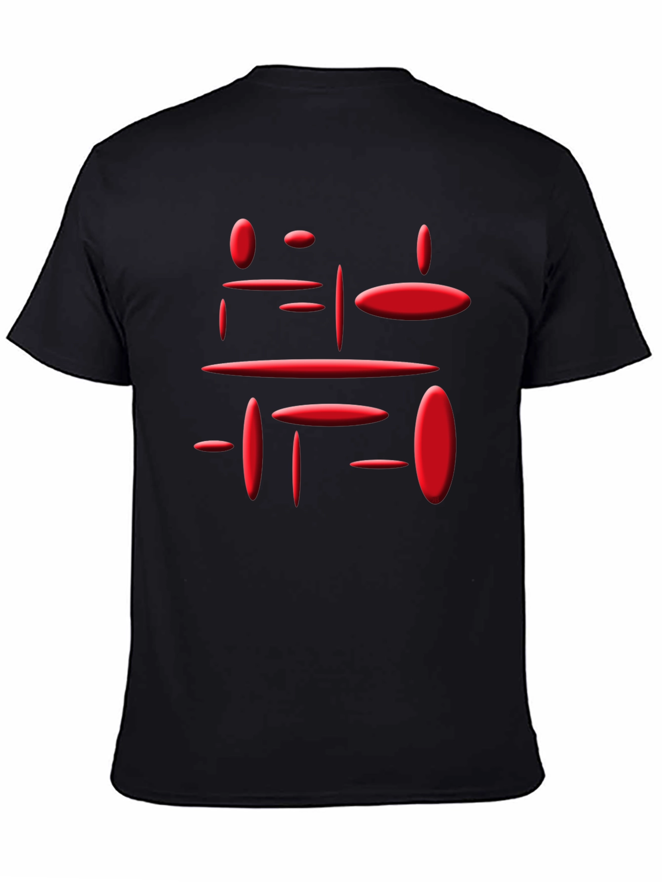 Modern Geometric Red Print Black T-Shirt