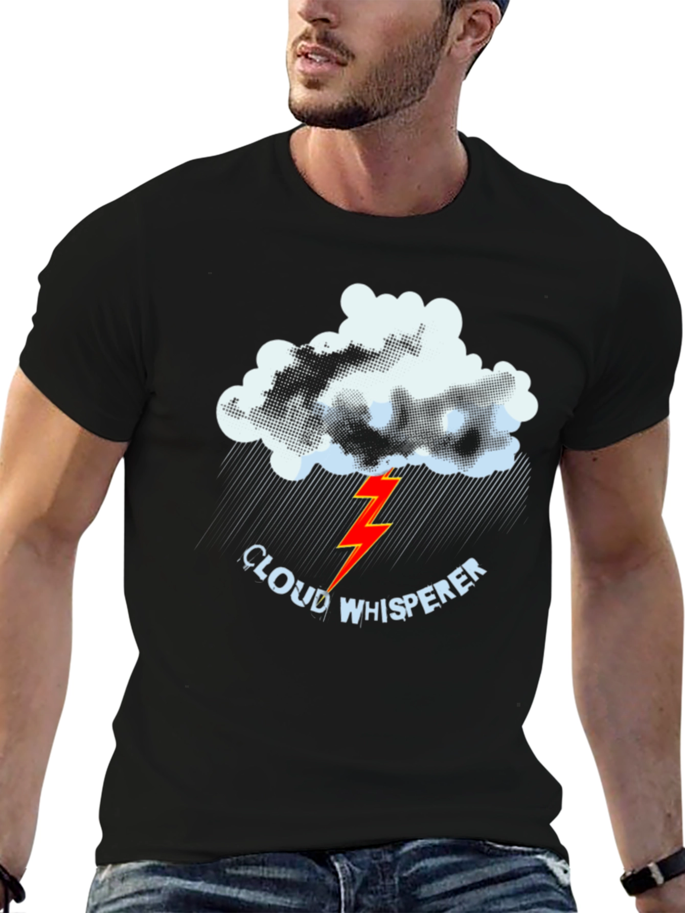 Cloud Whisperer Graphic Tee - Black Cotton