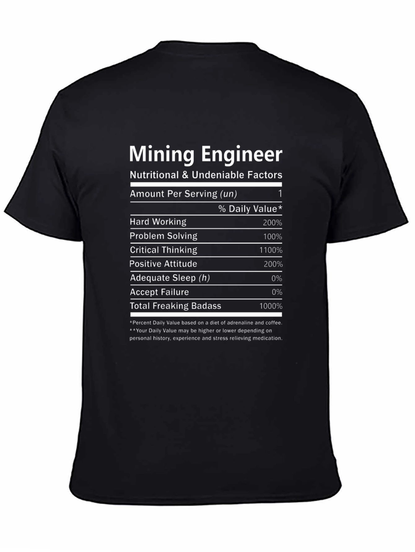 Mining Engineer Nutritional Facts T-Shirt