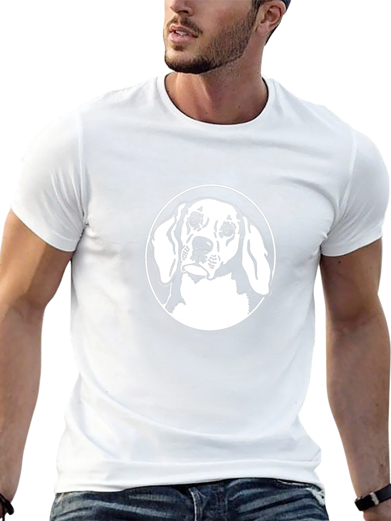 Dog Graphic Tee - Black Cotton T-Shirt