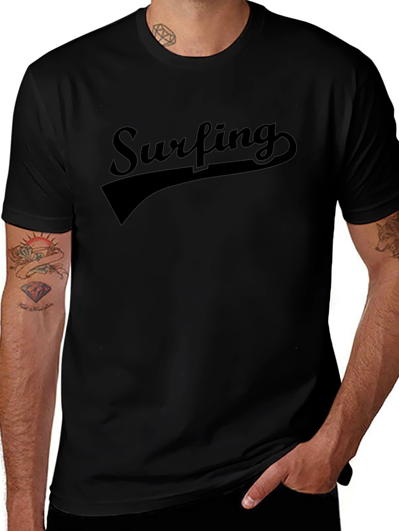 Surfing Graphic T-Shirt - Black