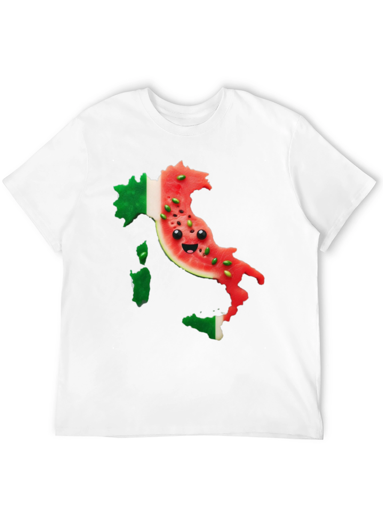 Italy Watermelon Face Mens Black T-Shirt