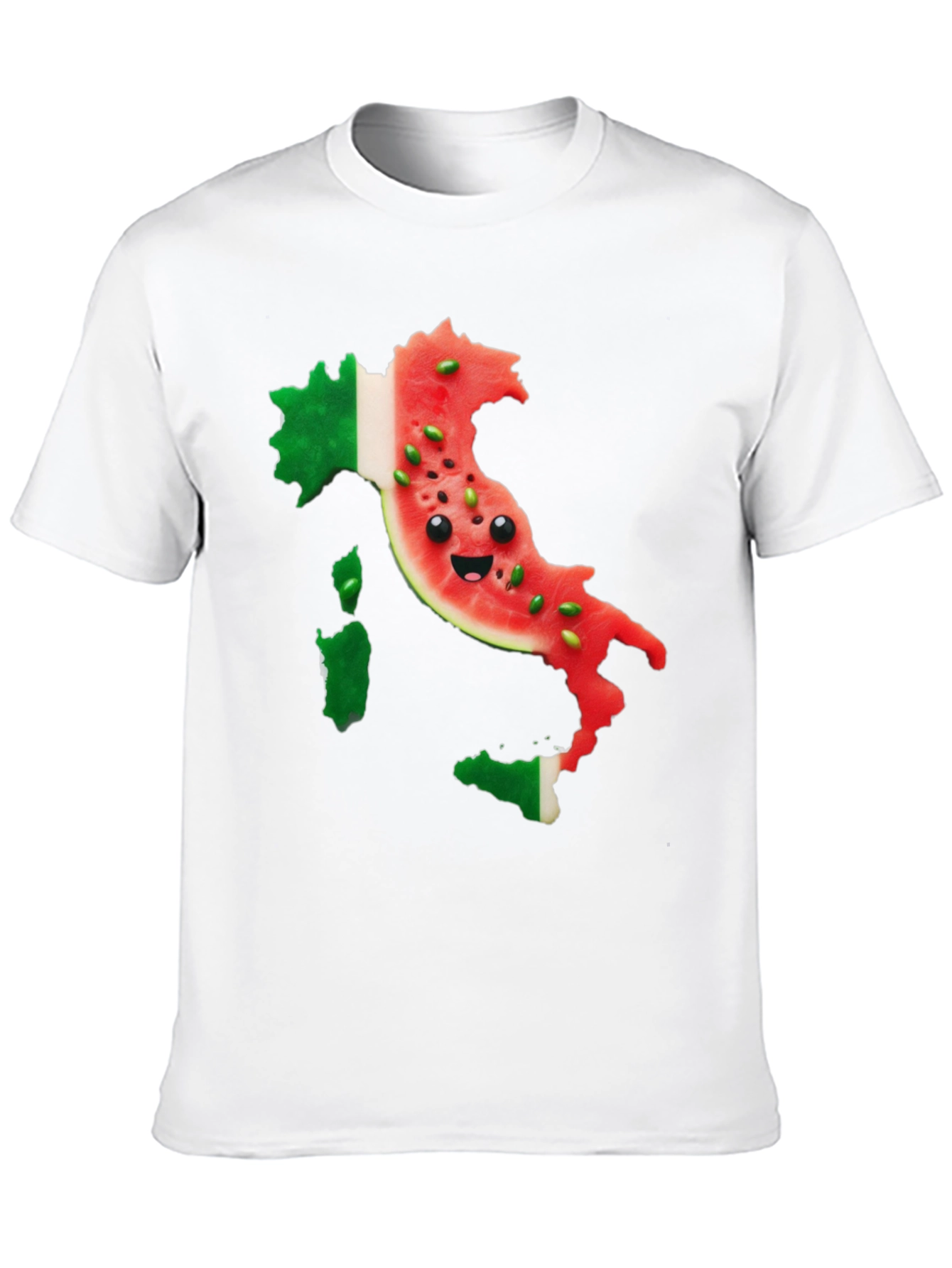 Italy Watermelon Face Mens Black T-Shirt