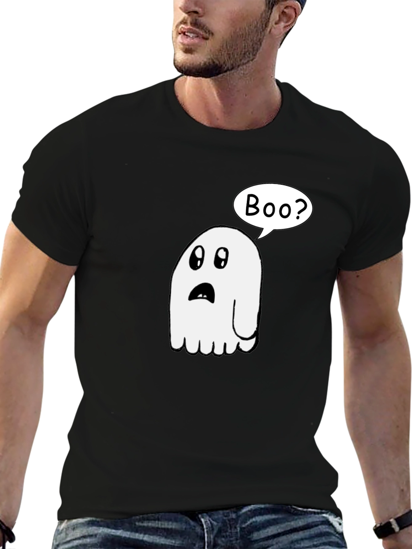 Boo? Ghost Graphic Black T-Shirt