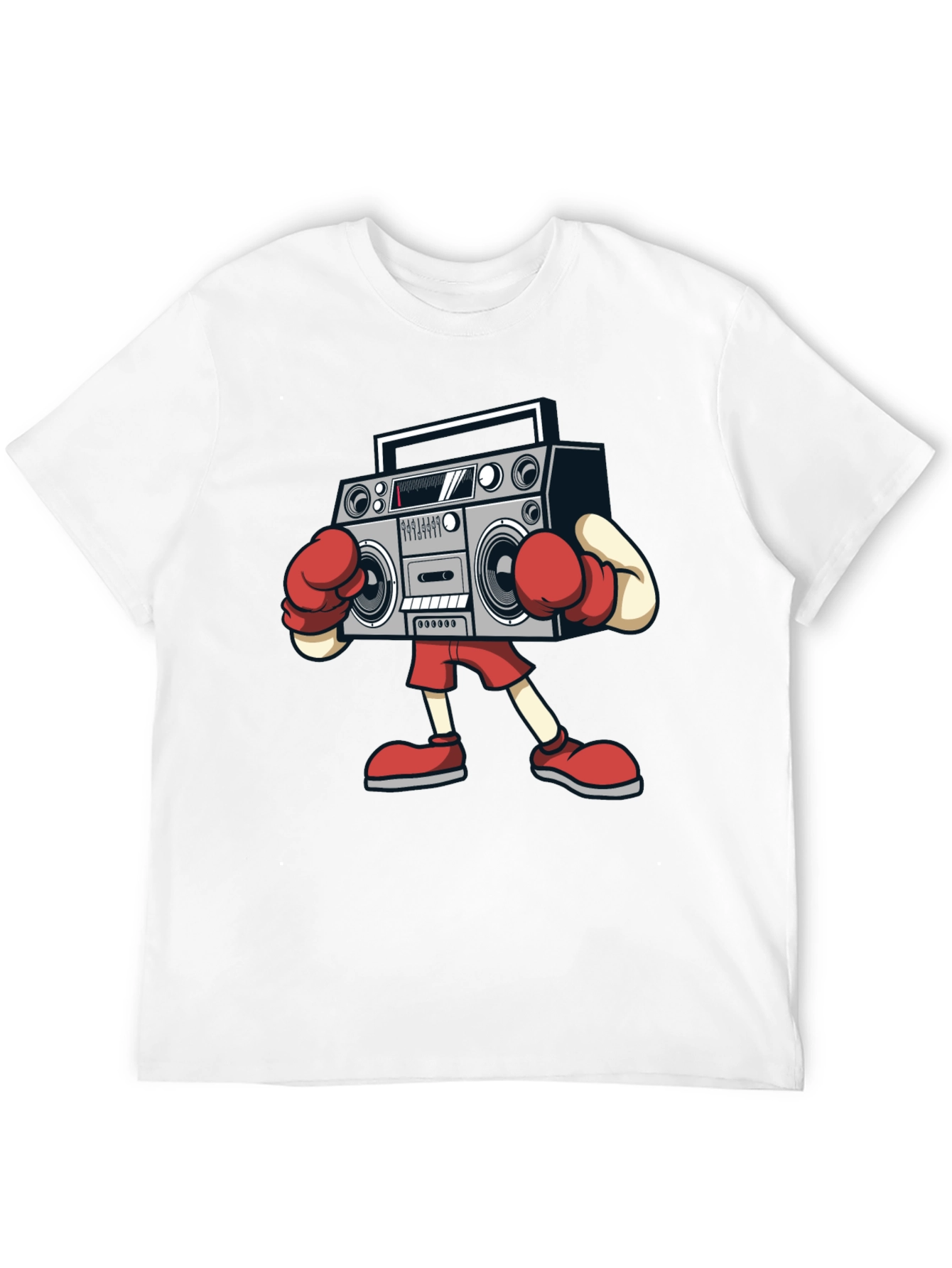 Boombox Boxing Graphic Tee - Retro Radio T-Shirt