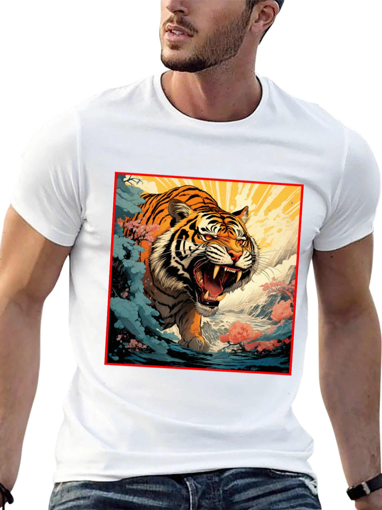 Tiger Graphic Black T-Shirt | Bold Animal Print Tee