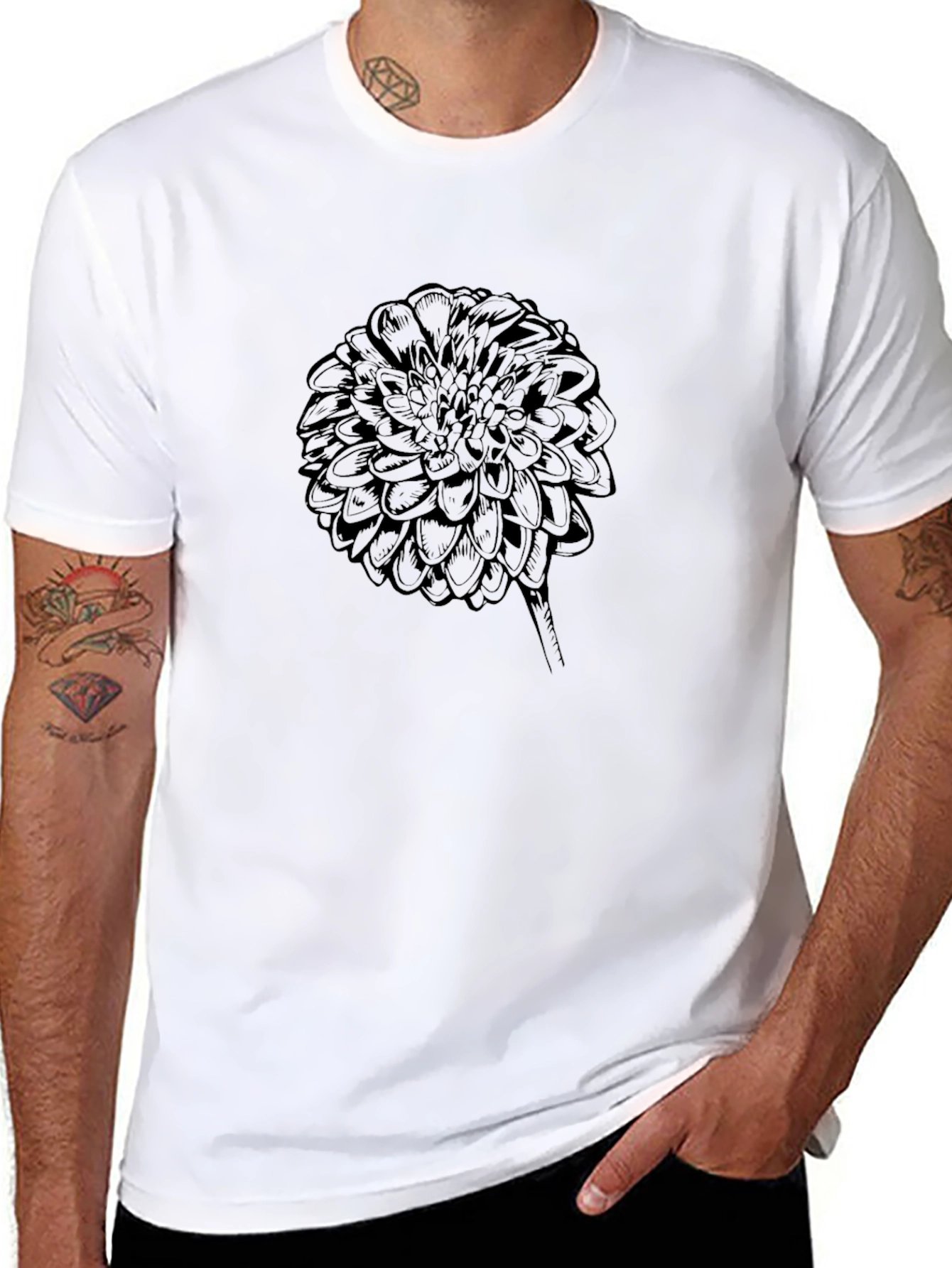 Black Floral Graphic Tee - Mens Casual Style