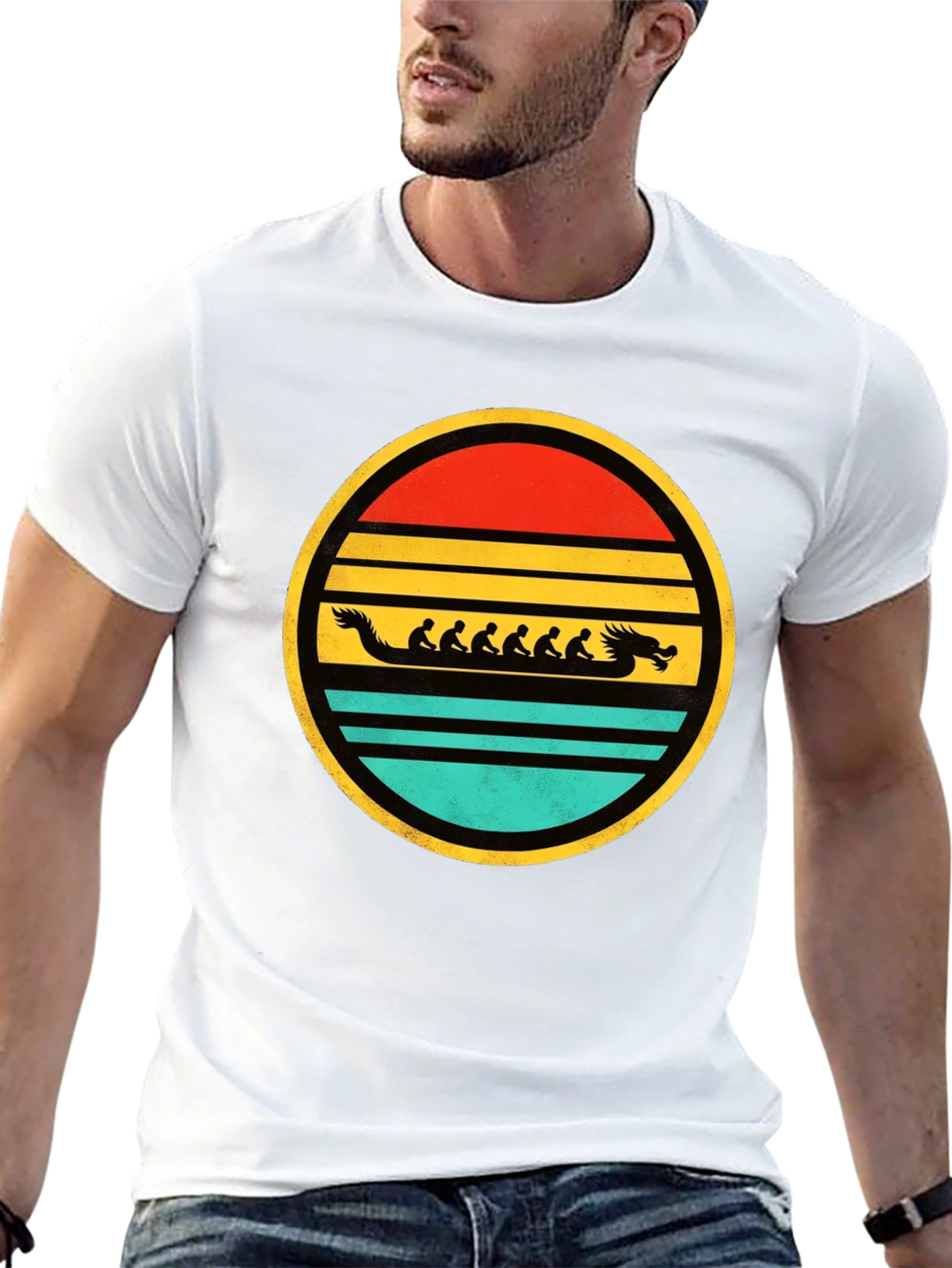 Retro Dragon Boat Sunset T-Shirt