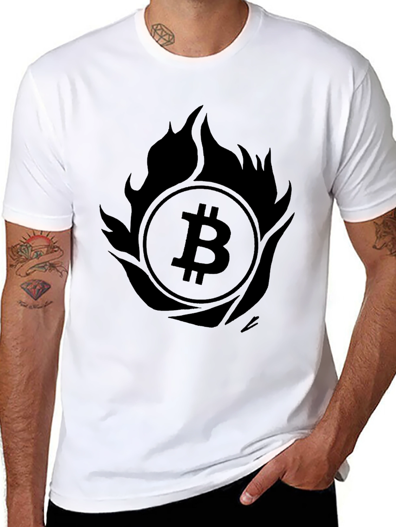 Bitcoin Flame Graphic Tee - Crypto Enthusiast Apparel