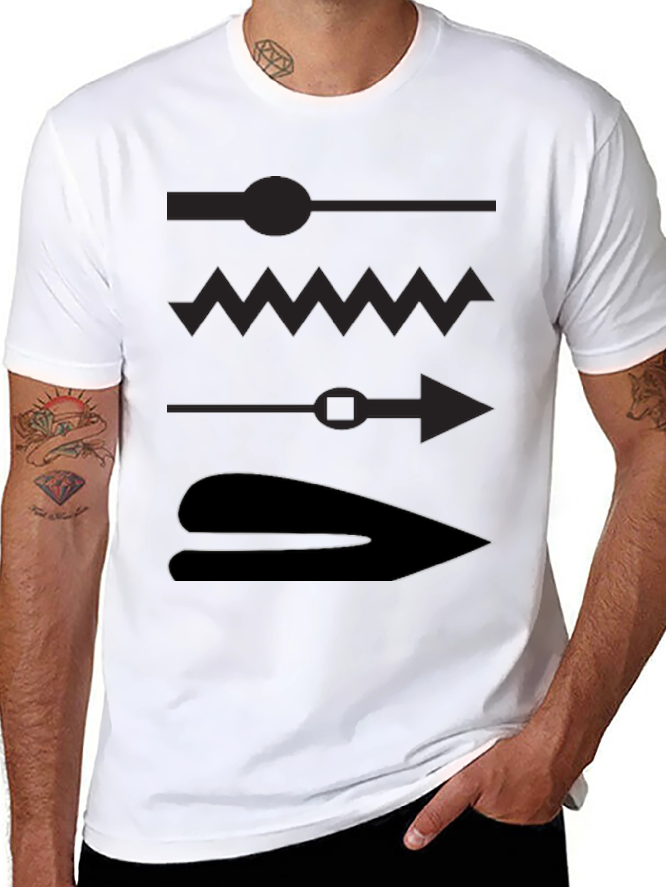 Mens Black Graphic T-Shirt - Abstract Design