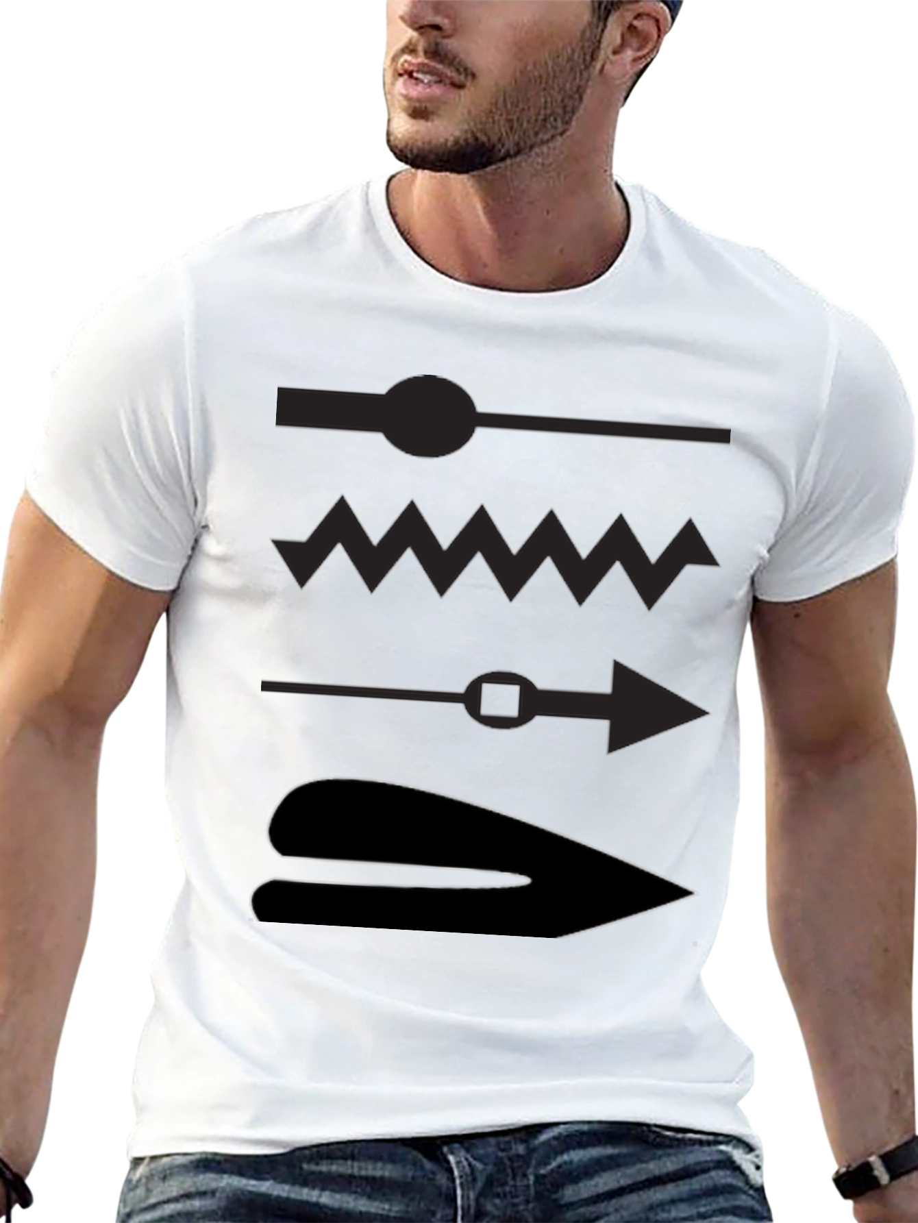Mens Black Graphic T-Shirt - Abstract Design