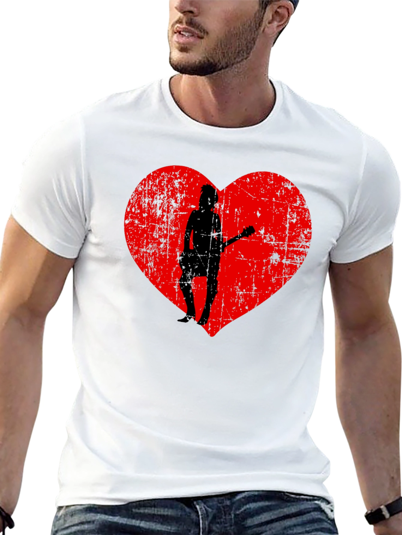 Rockstar Love T-Shirt - Grunge Heart Design