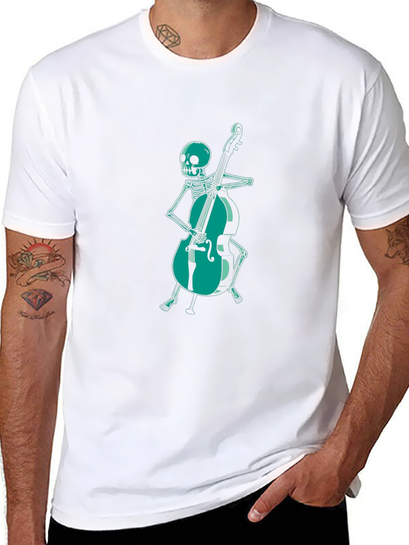 Skeleton Cellist Graphic Tee