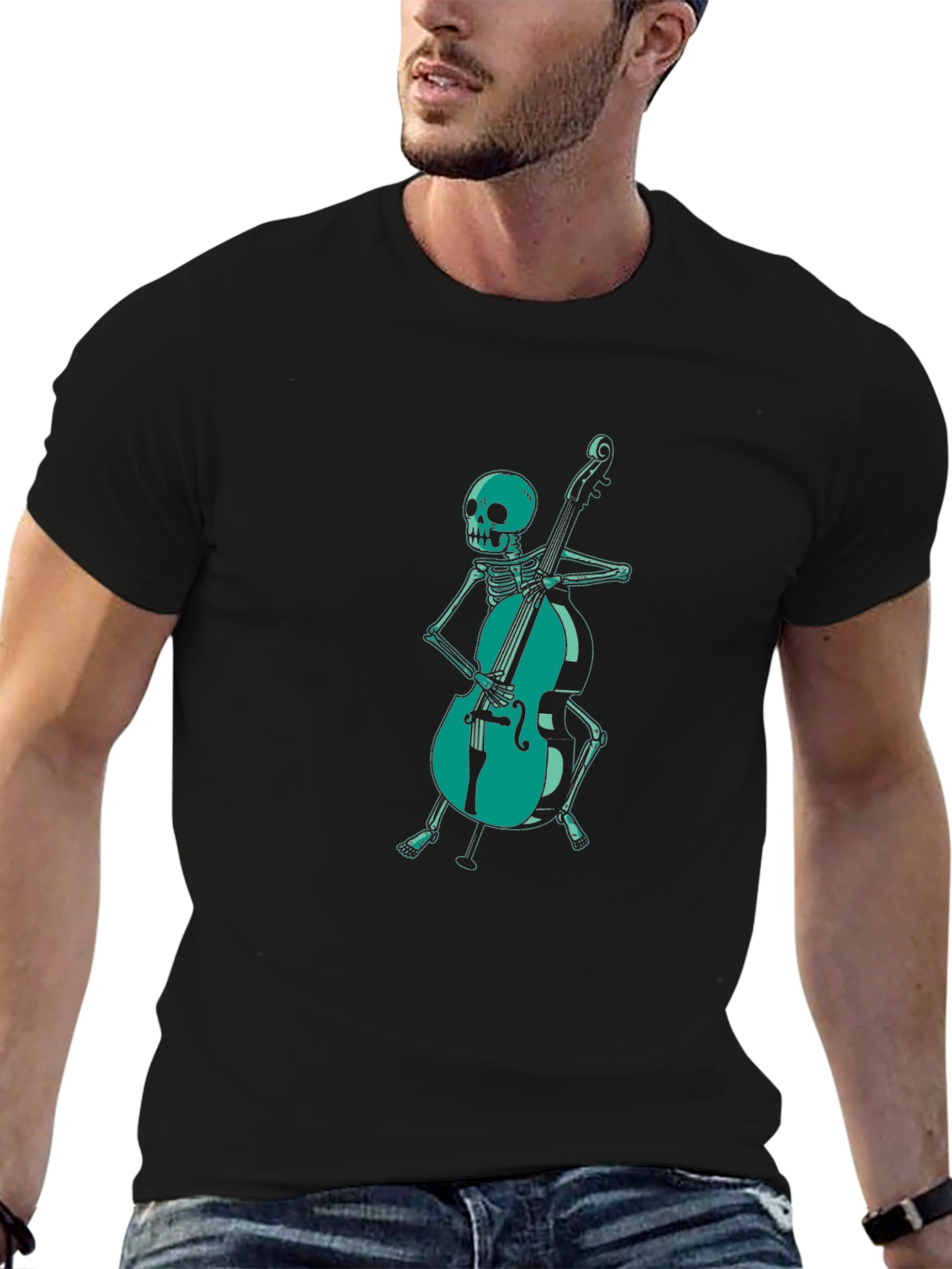 Skeleton Cellist Graphic Tee