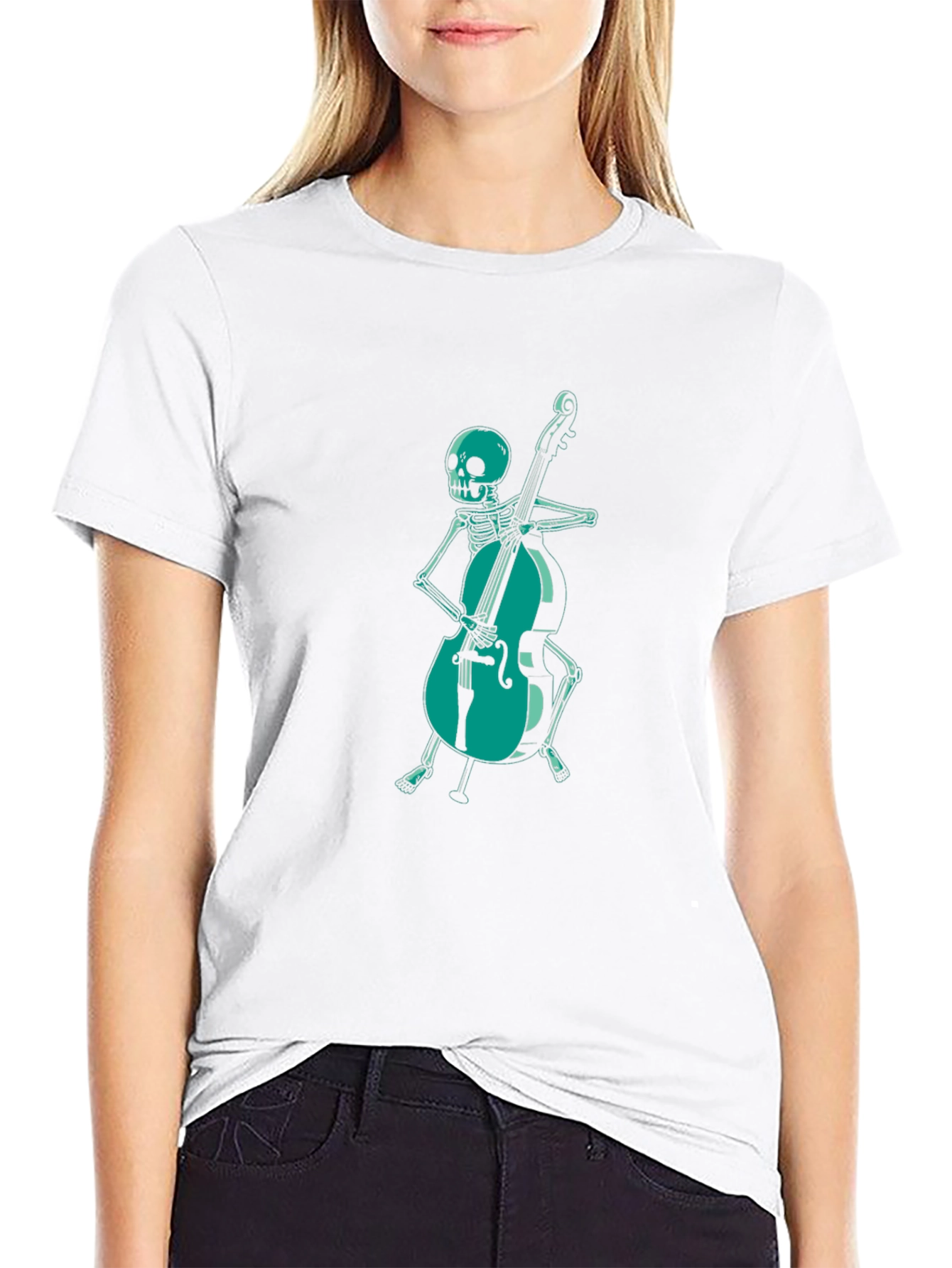 Skeleton Cellist Graphic Tee