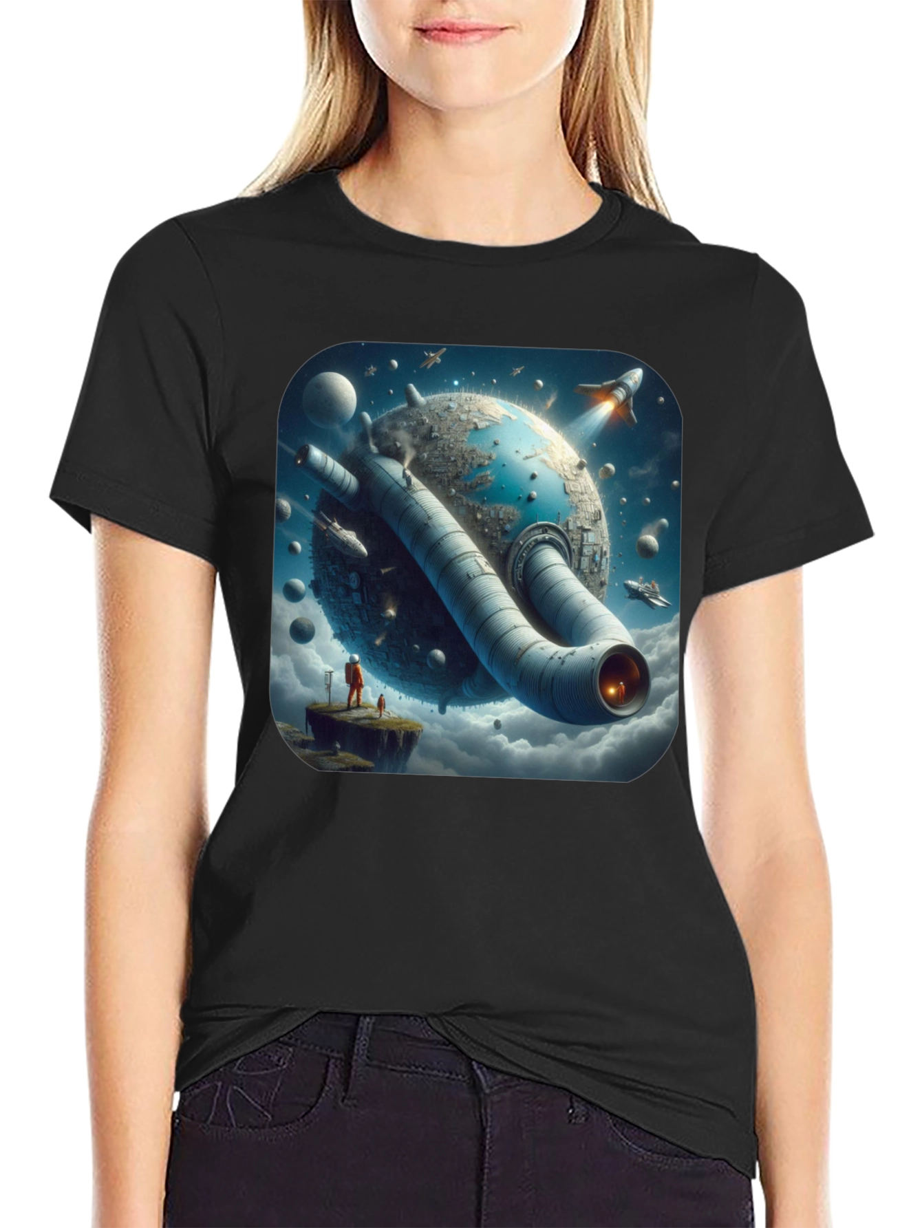 Sci-Fi Planet T-Shirt - Futuristic Graphic Tee