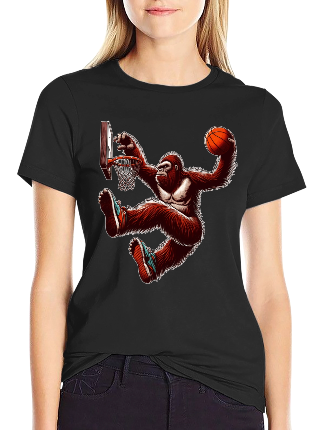 Gorilla Dunking Basketball T-Shirt
