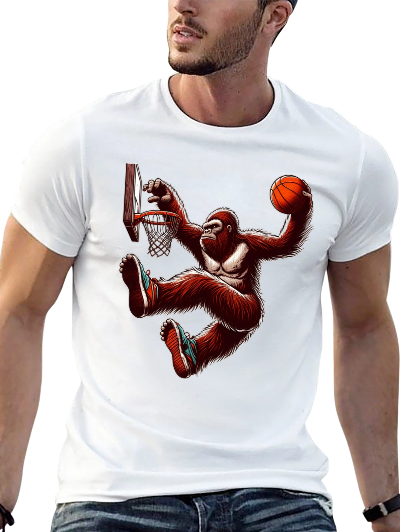 Gorilla Dunking Basketball T-Shirt