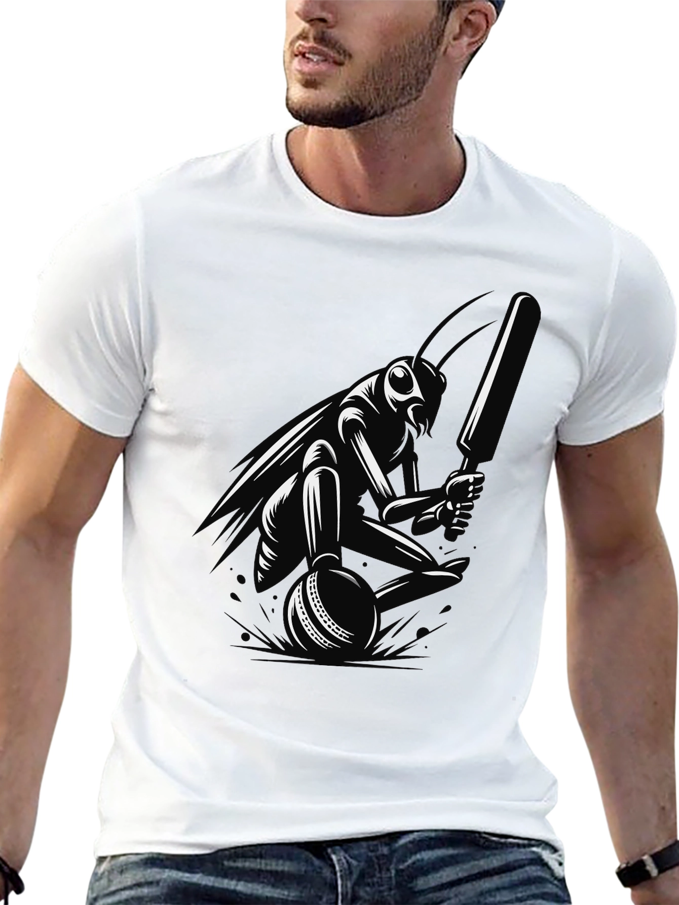 Cricket Bug Graphic Tee - Black Cotton T-Shirt