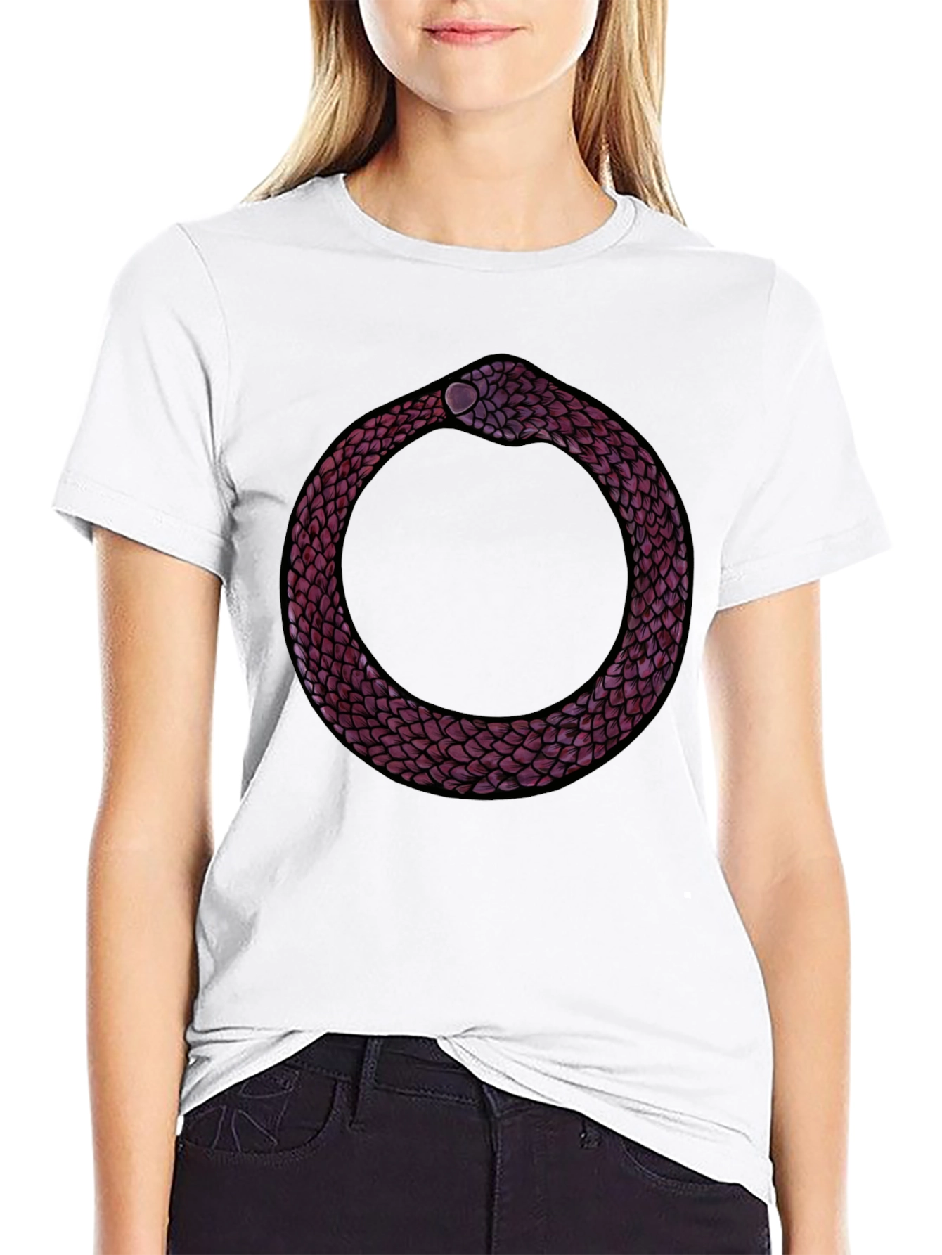 Ouroboros Snake Graphic Tee - Symbolic Design