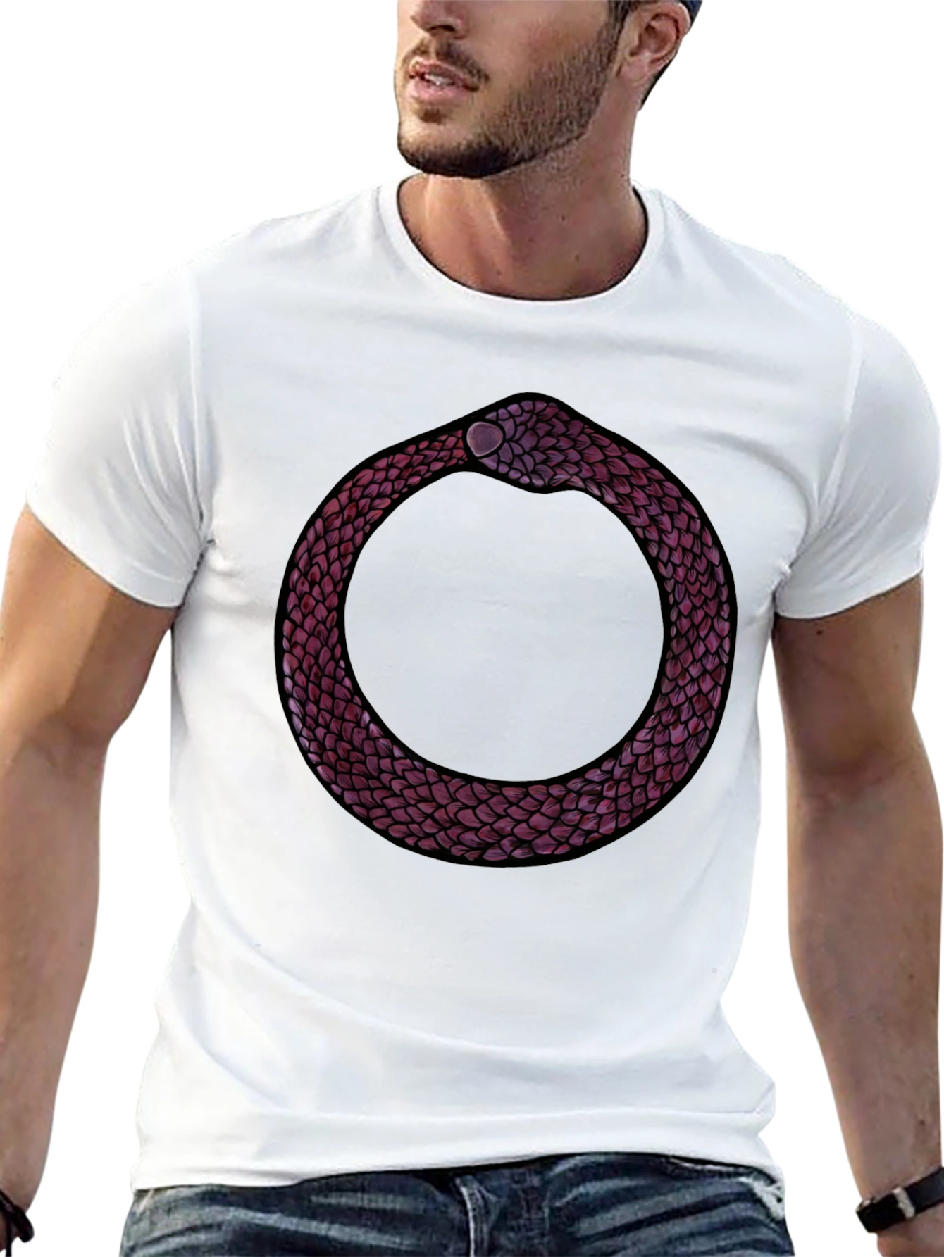 Ouroboros Snake Graphic Tee - Symbolic Design