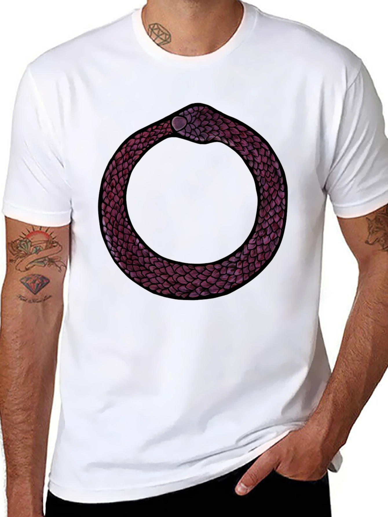 Ouroboros Snake Graphic Tee - Symbolic Design