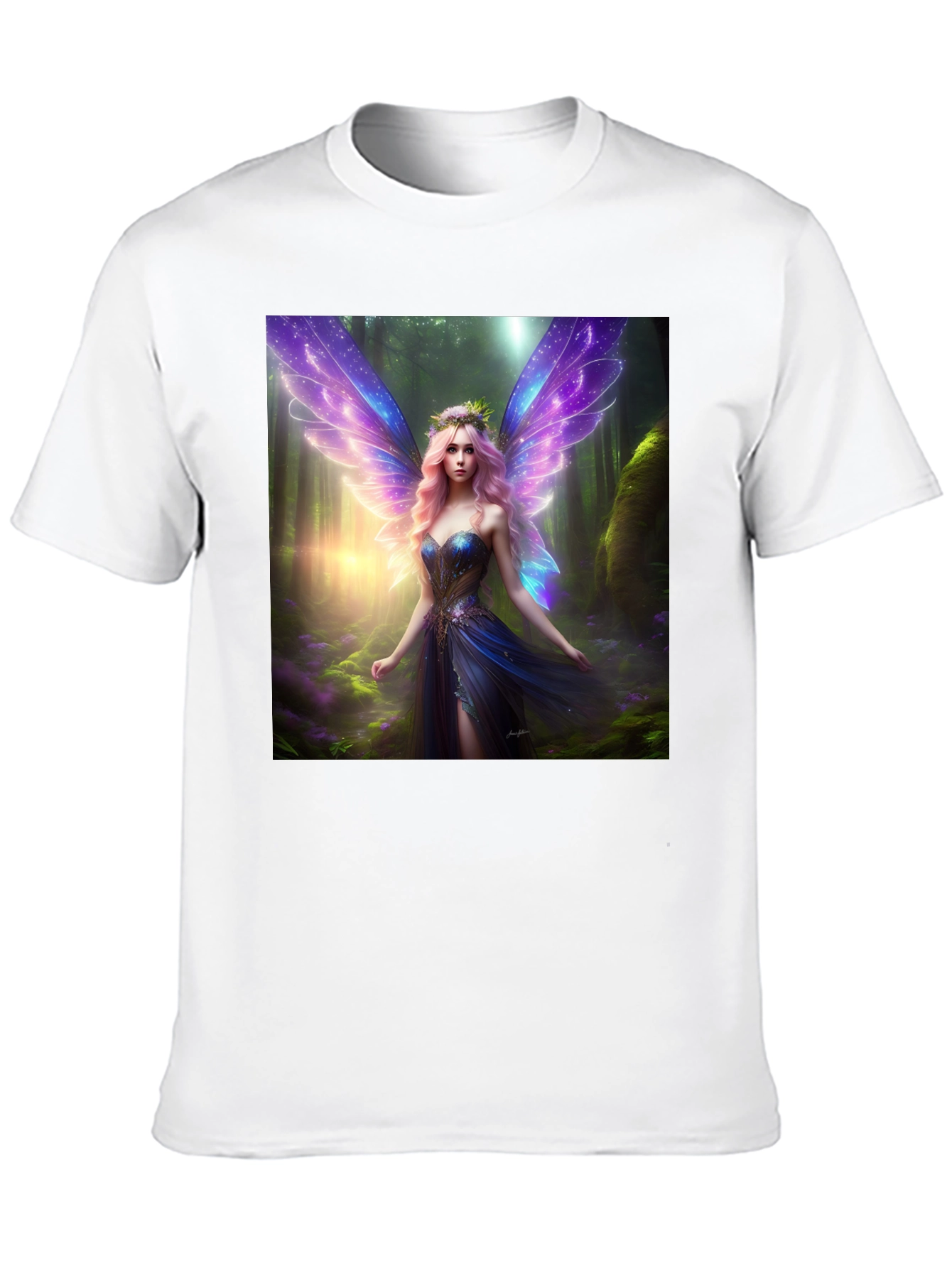 Fantasy Fairy Print Black Tee