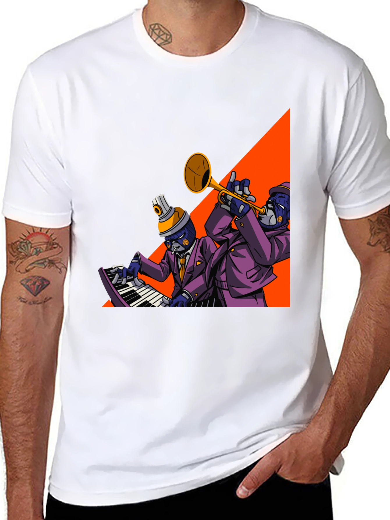 Jazz Duo Graphic Tee - Cool Musician T-Shirt