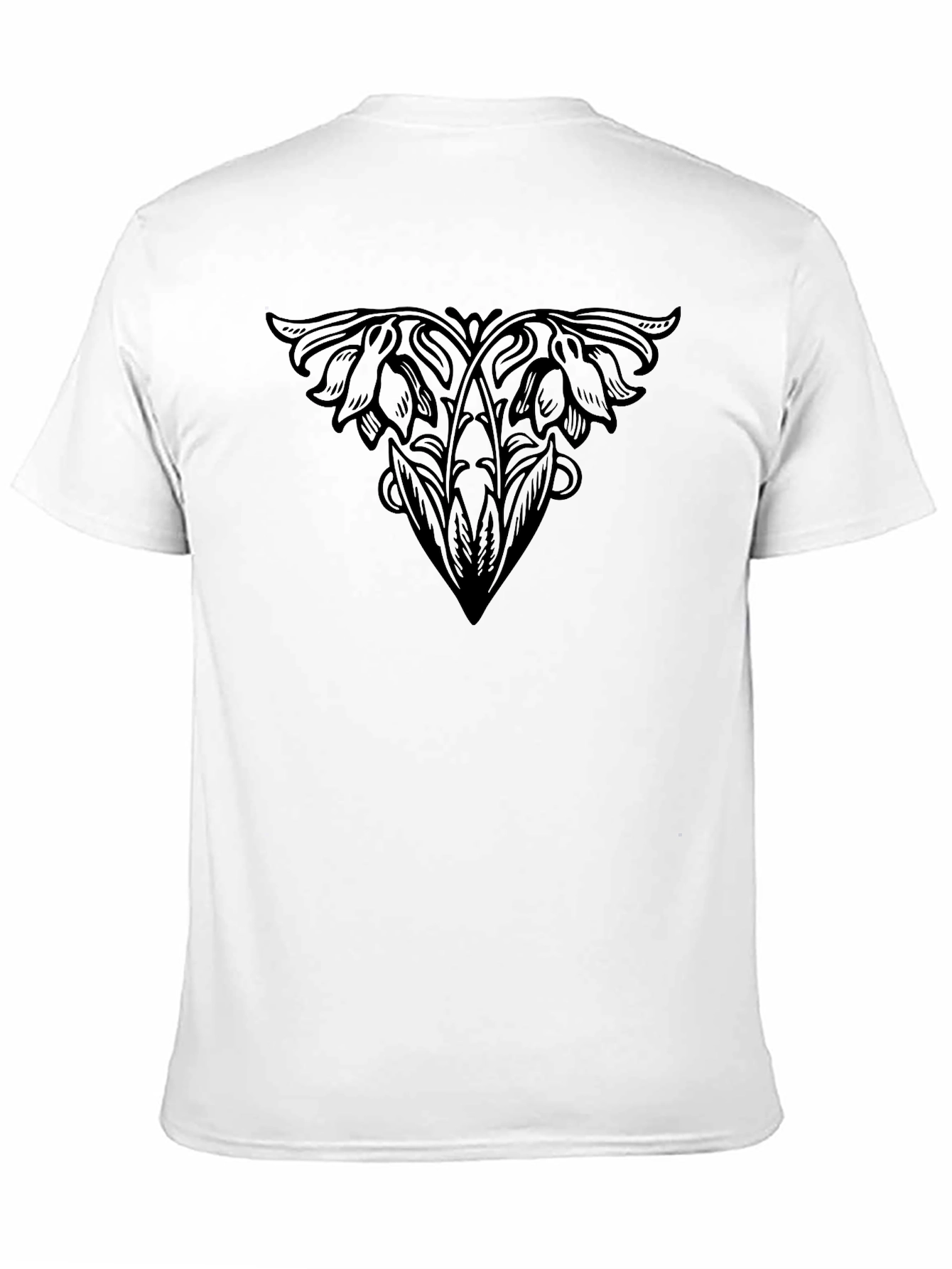 Elegant Floral Print Black T-Shirt