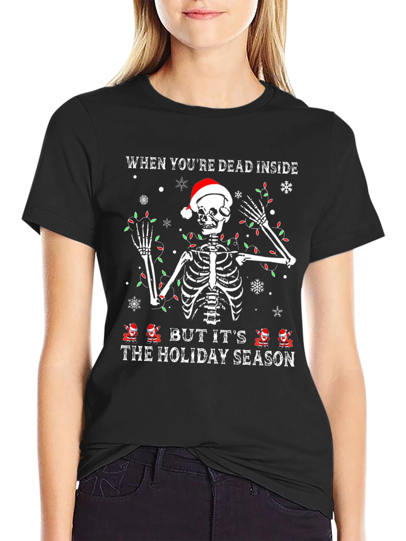 Dead Inside Holiday Season Skeleton Christmas T-Shirt