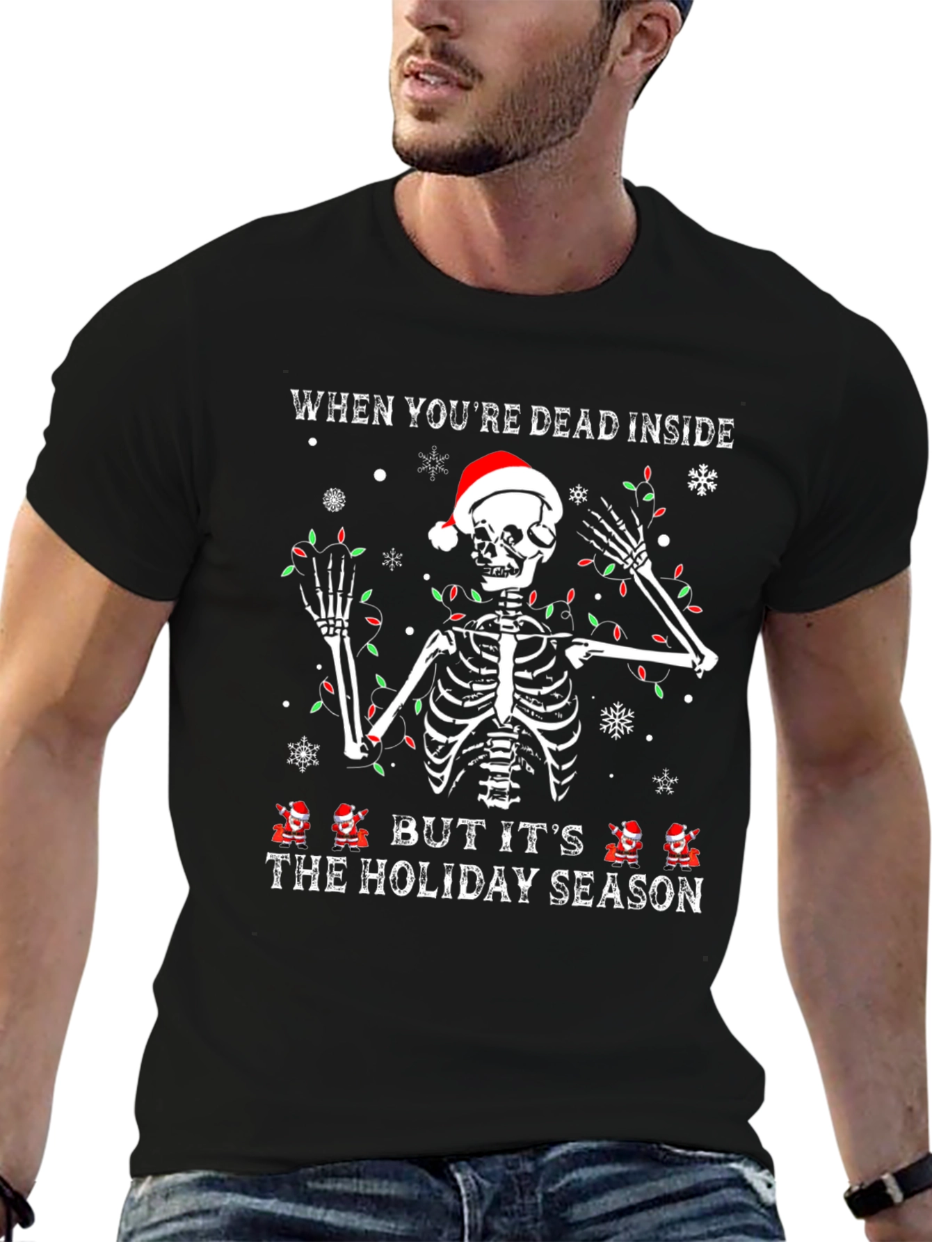 Dead Inside Holiday Season Skeleton Christmas T-Shirt