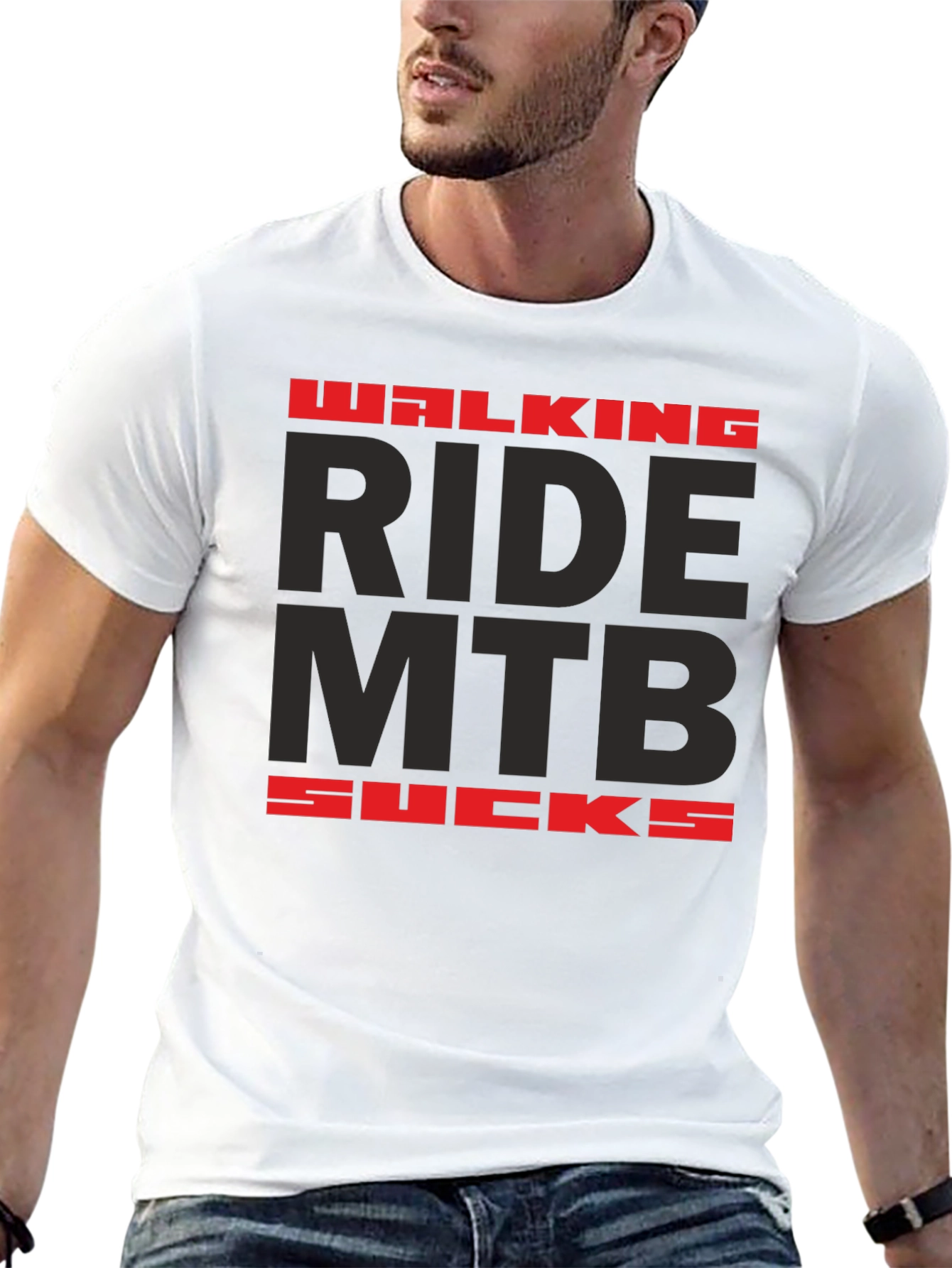 Walking Ride MTB Sucks Black Graphic Tee