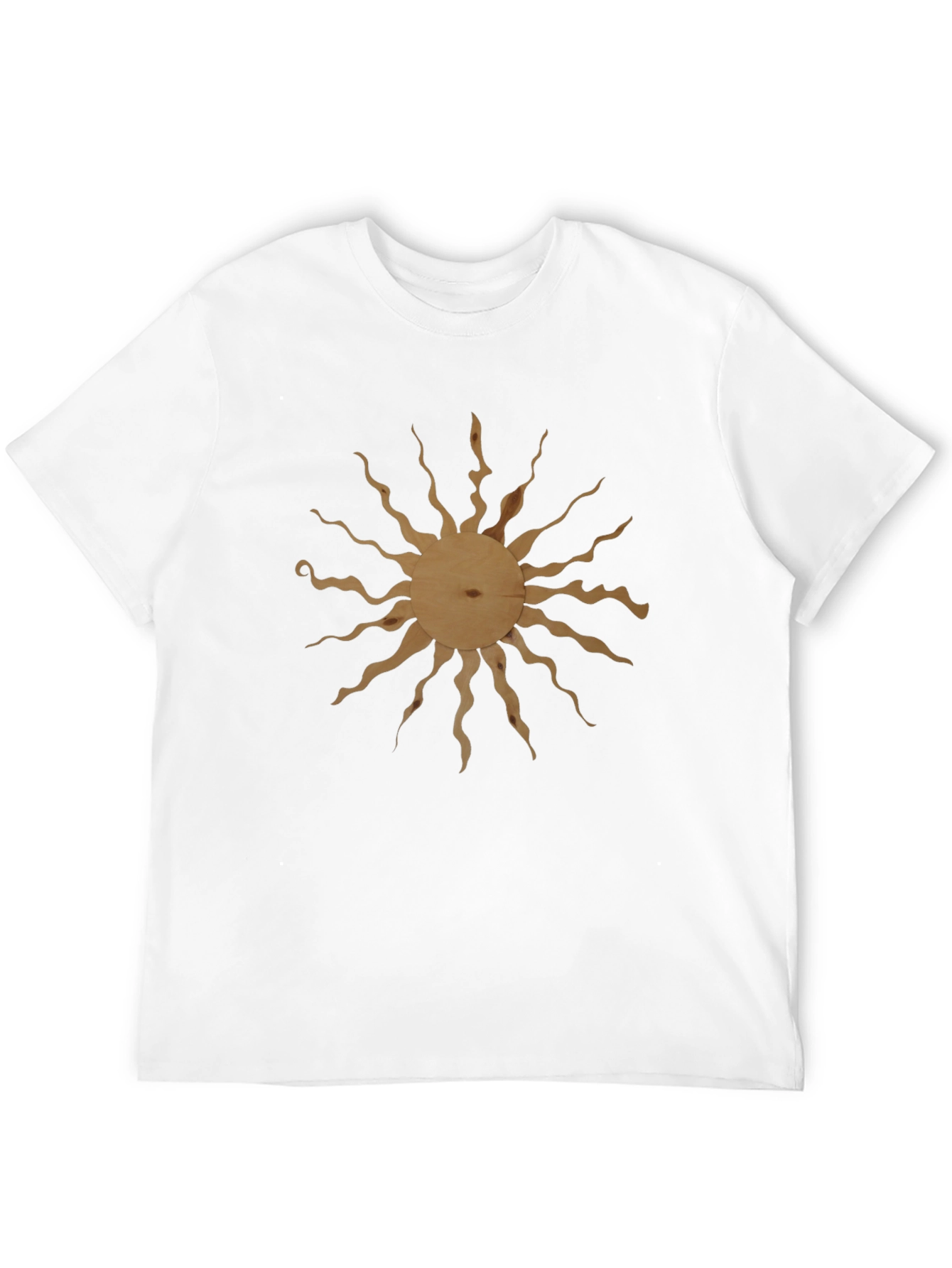 Wooden Sun Design Black T-Shirt