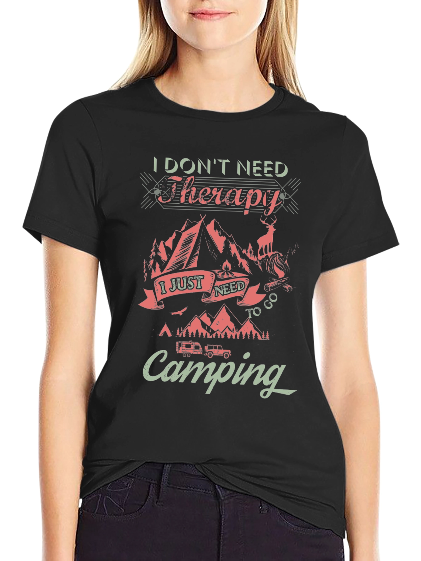 Camping Therapy Graphic Tee - Nature Lover Shirt