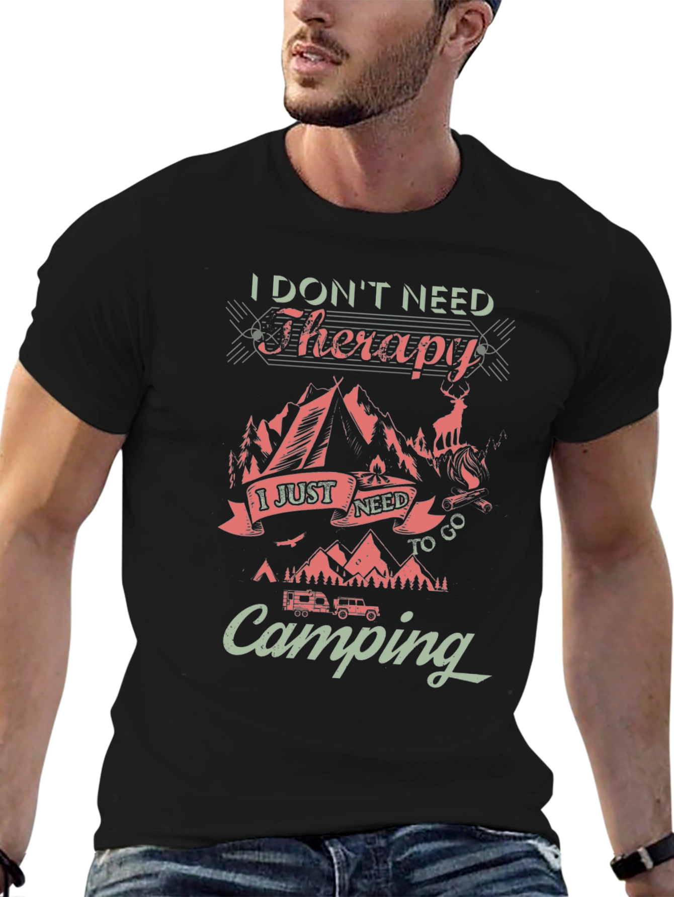 Camping Therapy Graphic Tee - Nature Lover Shirt
