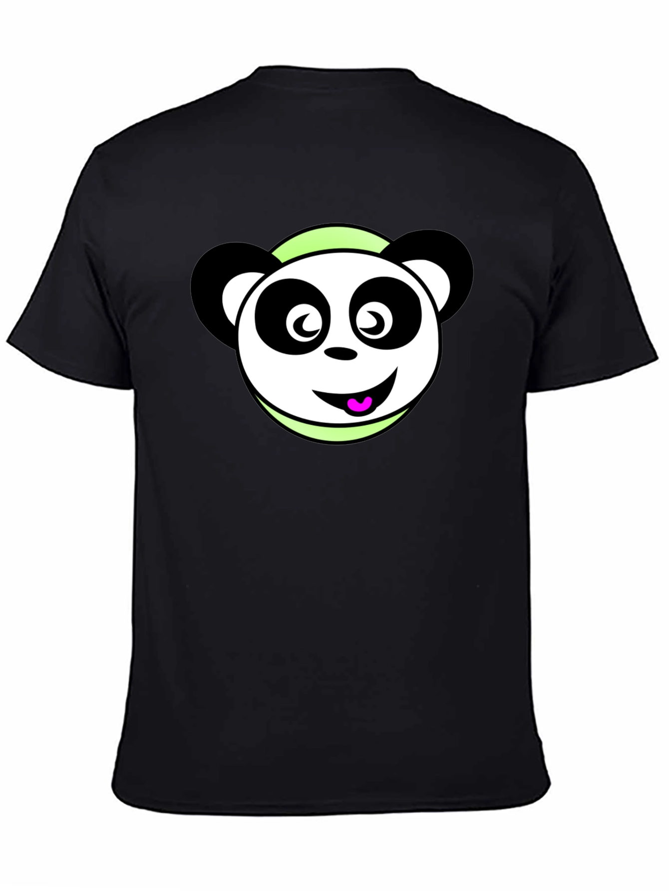 Cute Panda Cartoon Black T-Shirt