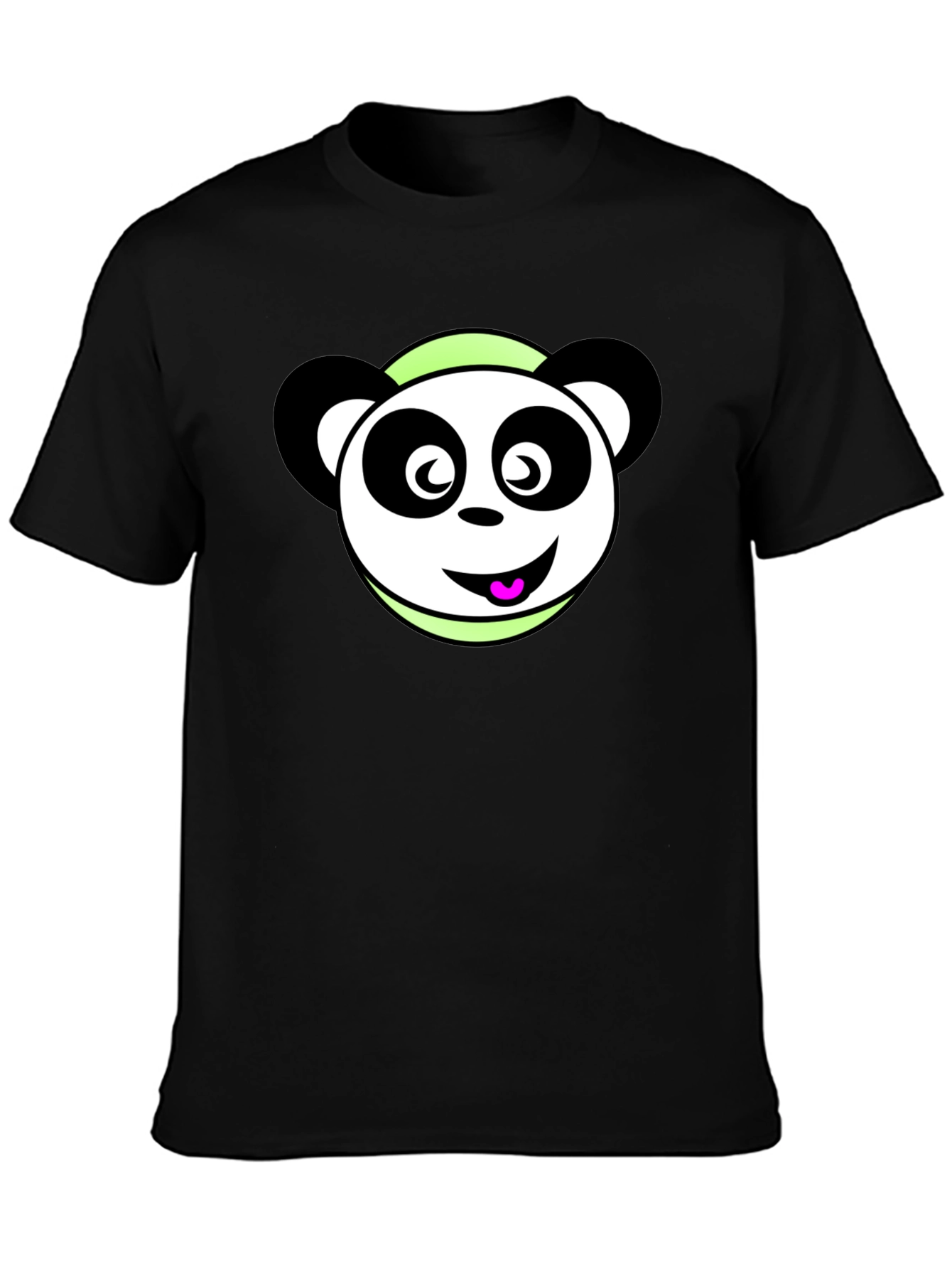 Cute Panda Cartoon Black T-Shirt