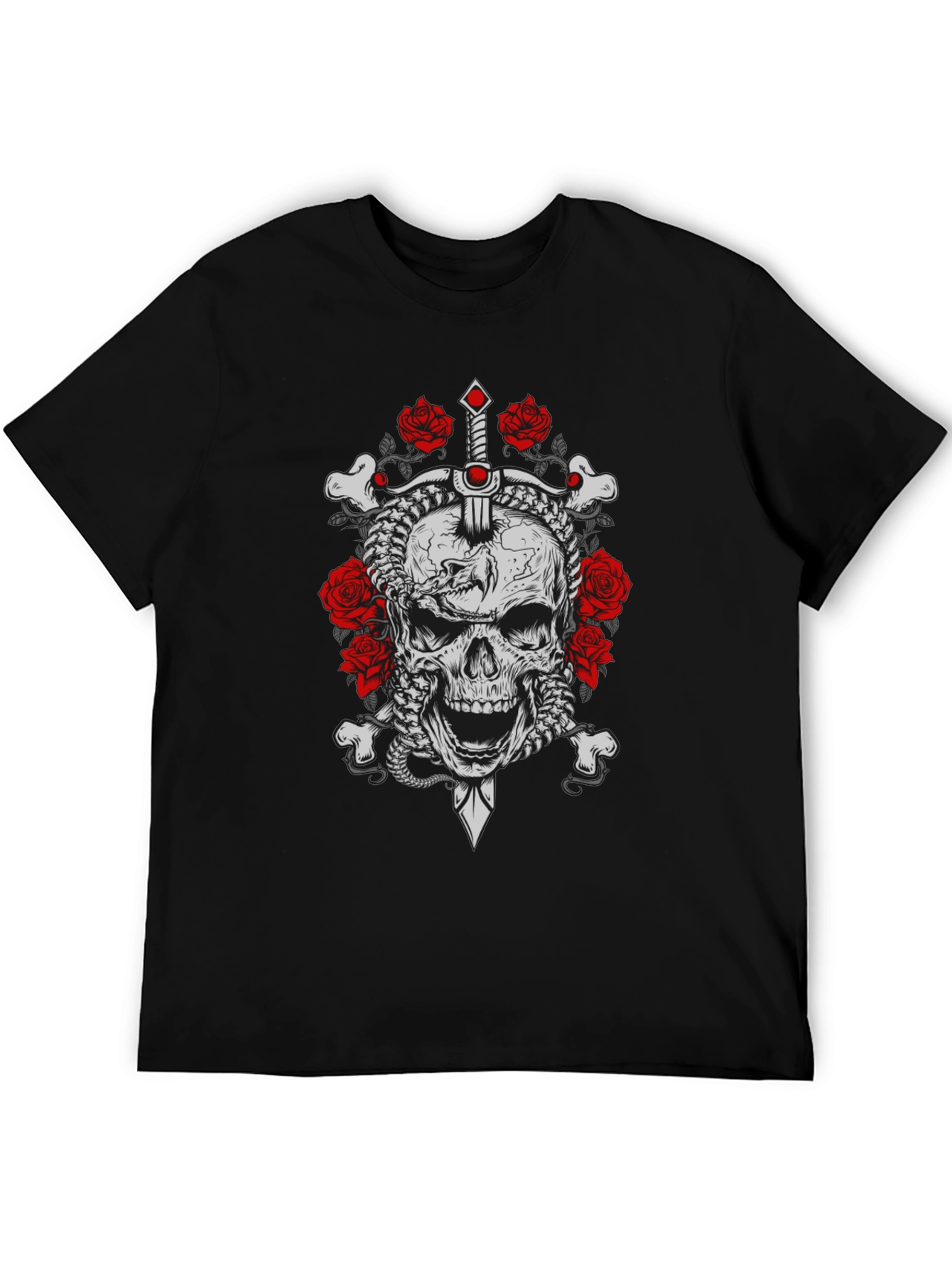 Skull & Roses Graphic Tee - Edgy Style