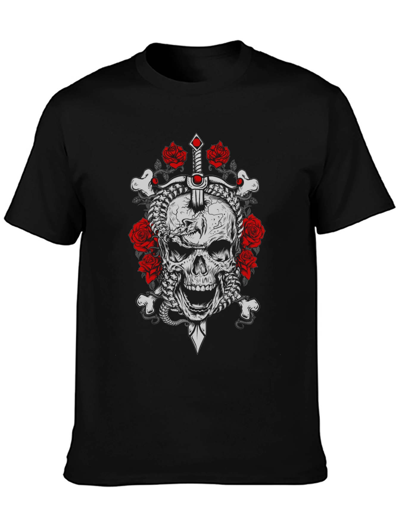 Skull & Roses Graphic Tee - Edgy Style
