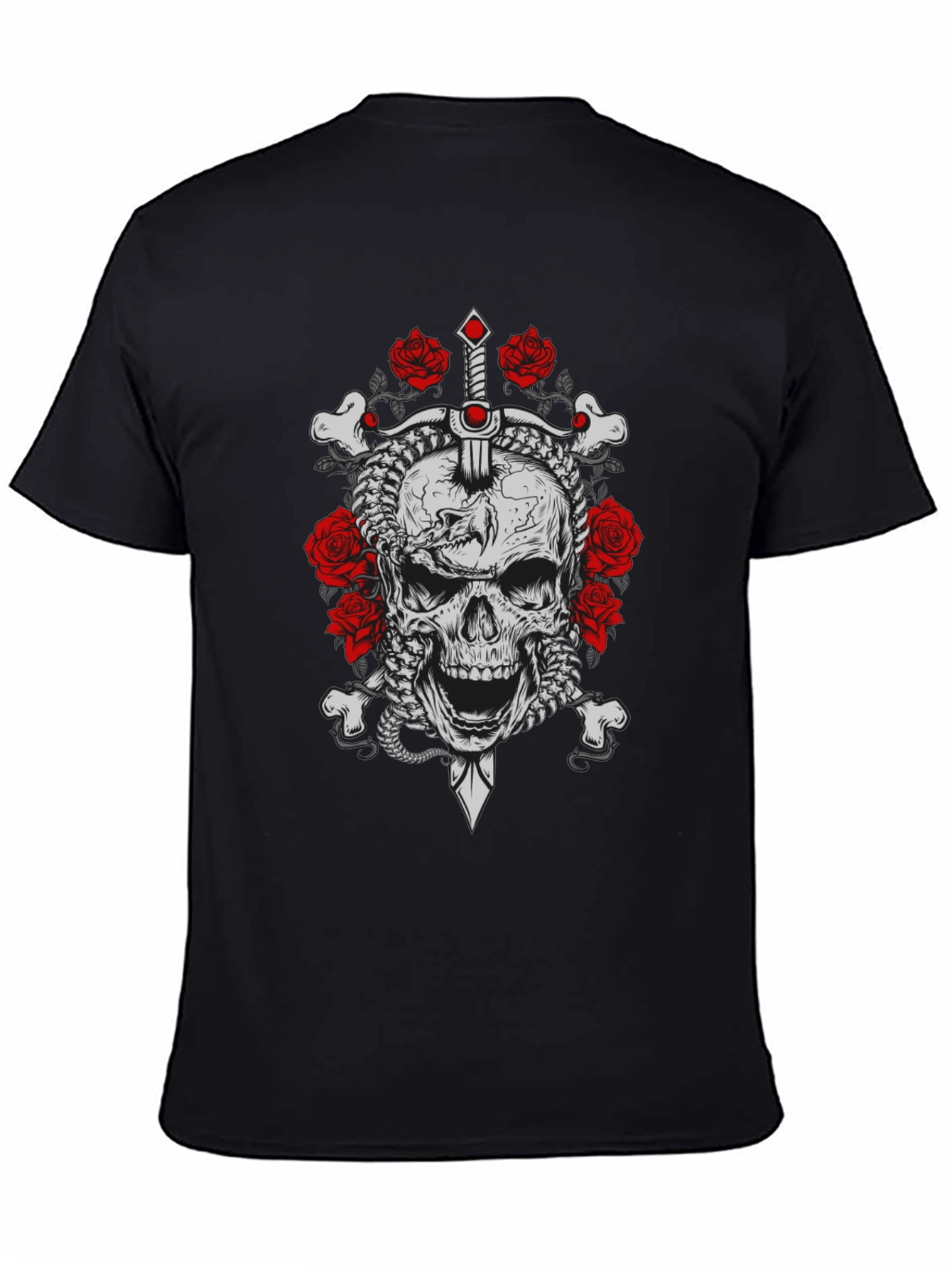Skull & Roses Graphic Tee - Edgy Style