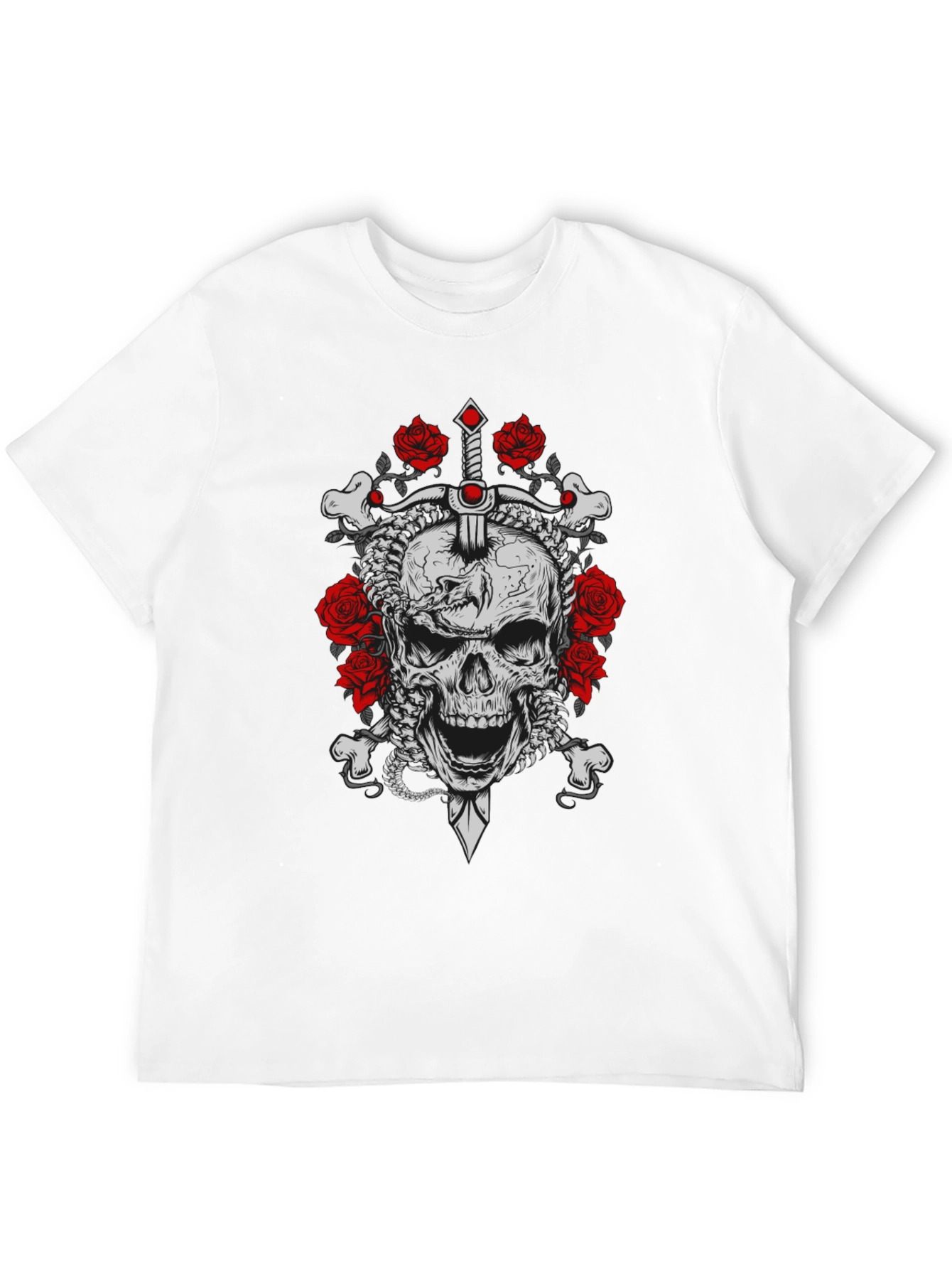 Skull & Roses Graphic Tee - Edgy Style